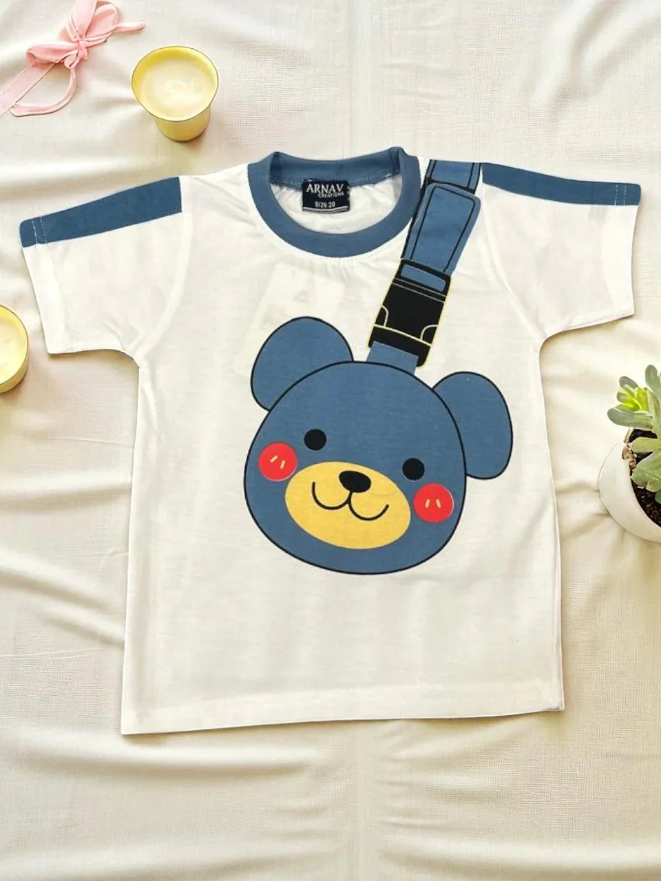 Cute Bear Print Toddler Set – White T-Shirt & Shorts - My Little Co.