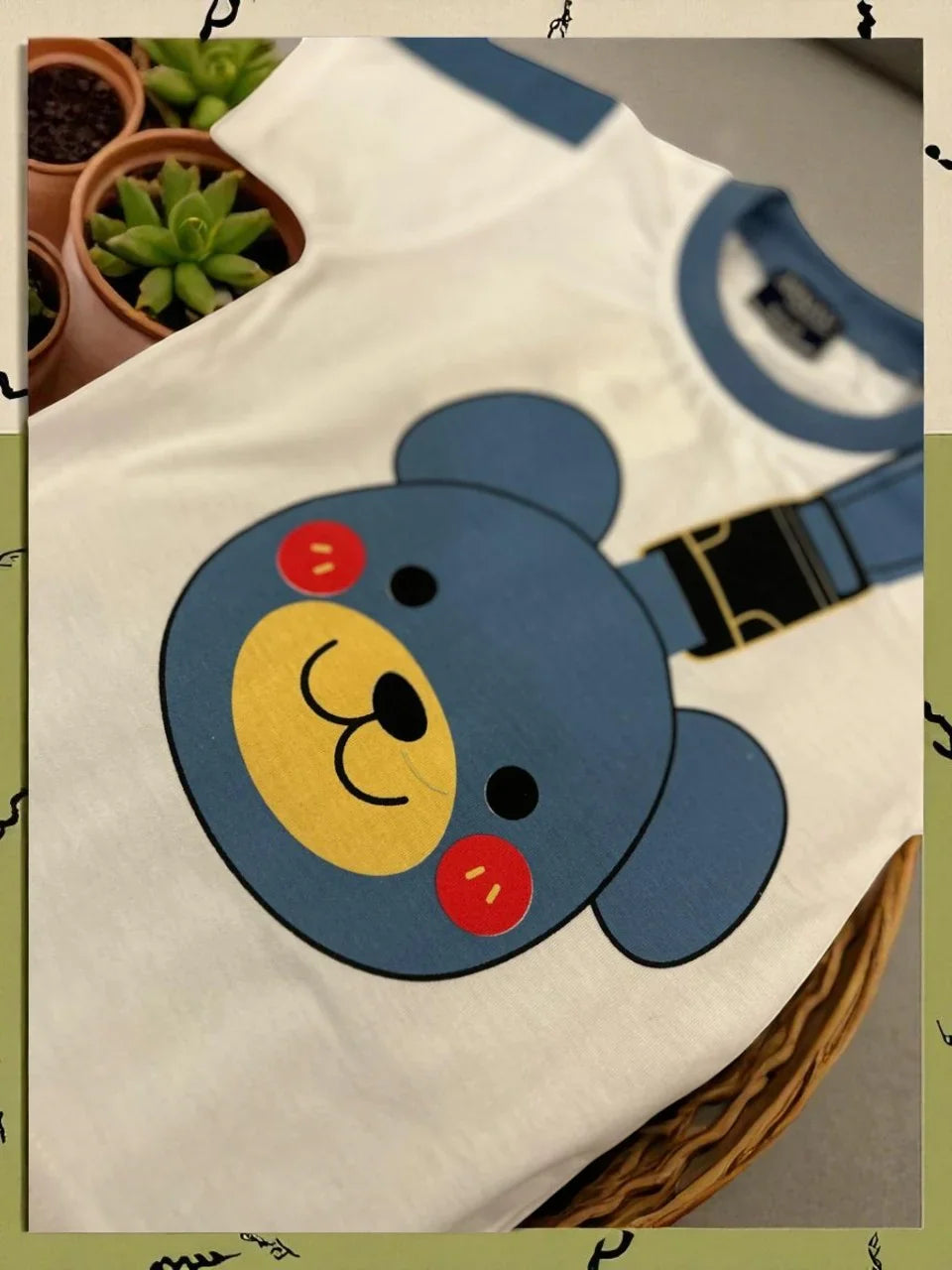 Cute Bear Print Toddler Set – White T-Shirt & Shorts - My Little Co.