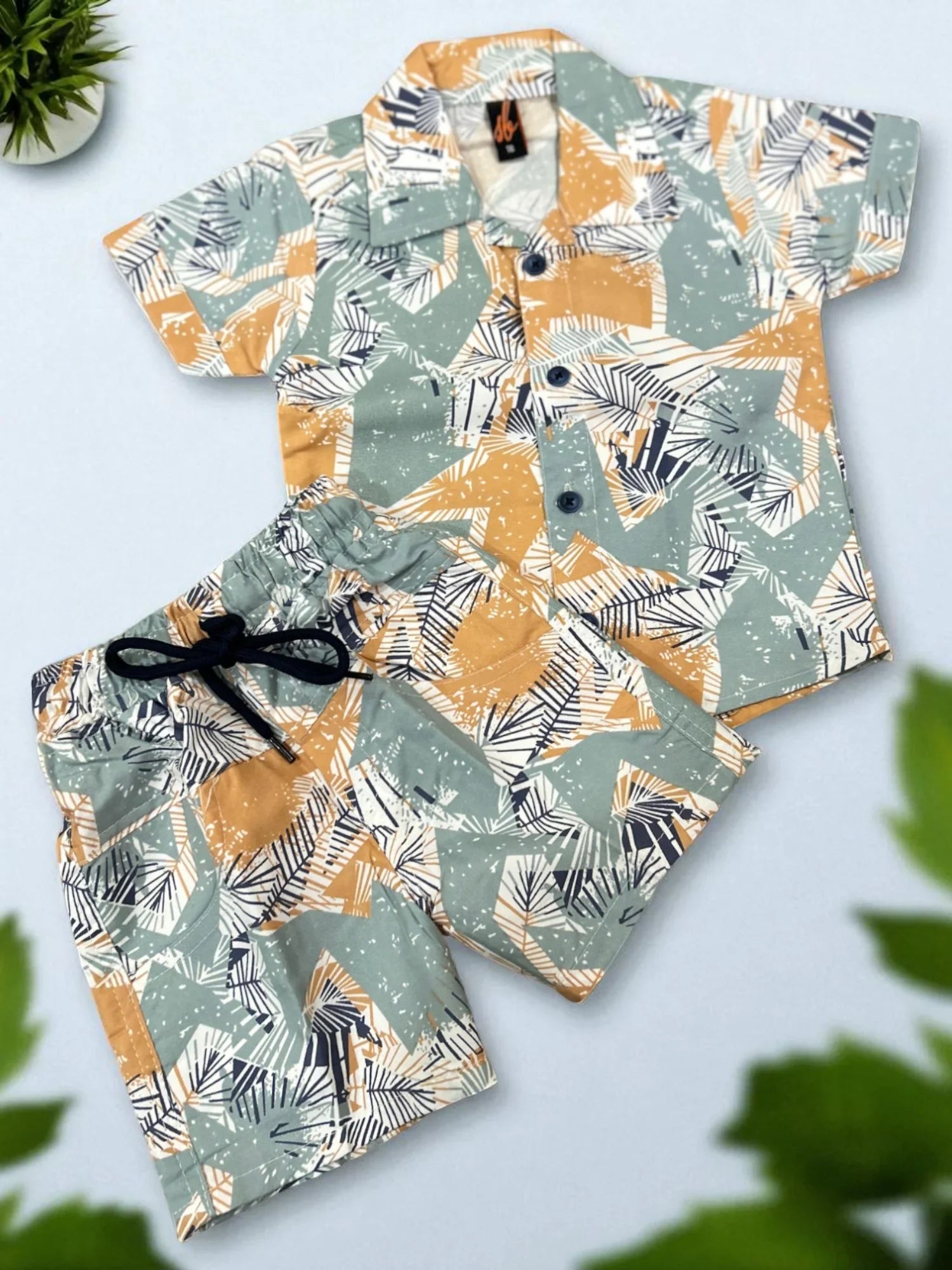 Abstract Leaf Print Toddler Co-ord Set – Shirt & Shorts - My Little Co.