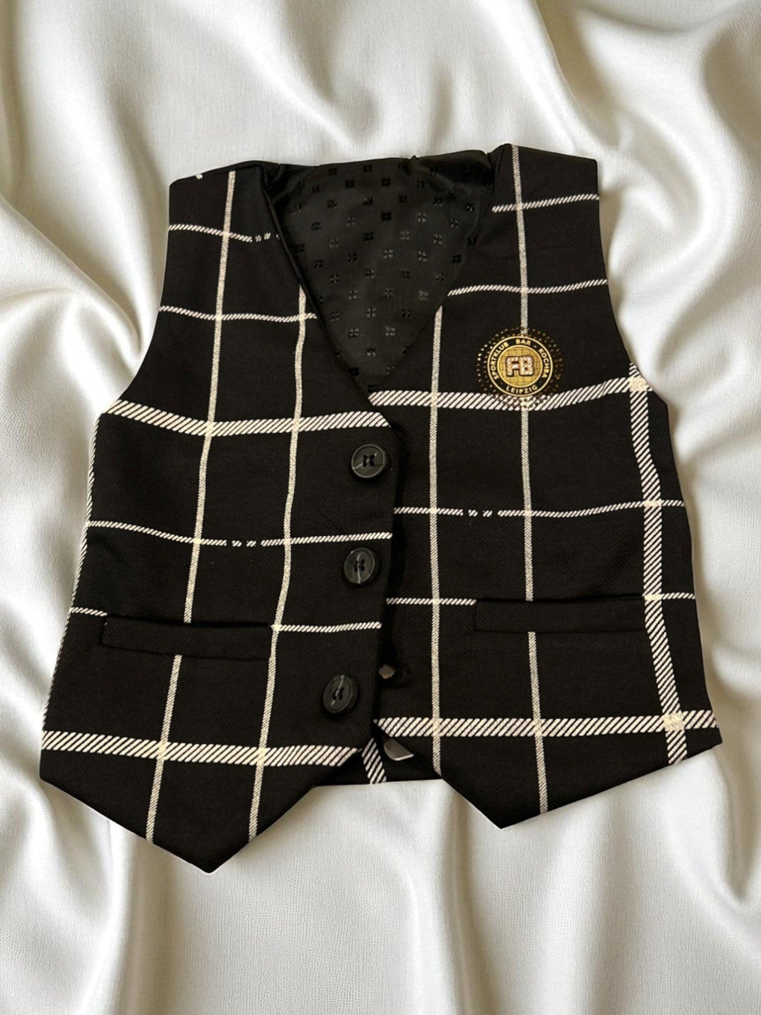 Stylish Formal Vest & Shorts Set for Boys – Classic Checkered Design - My Little Co.