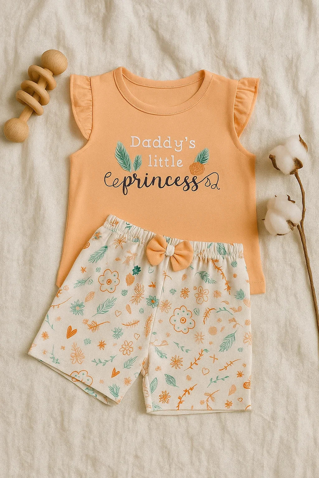Daddy’s Little Princess T-Shirt & Floral Shorts Set for Baby Girls - My Little Co.