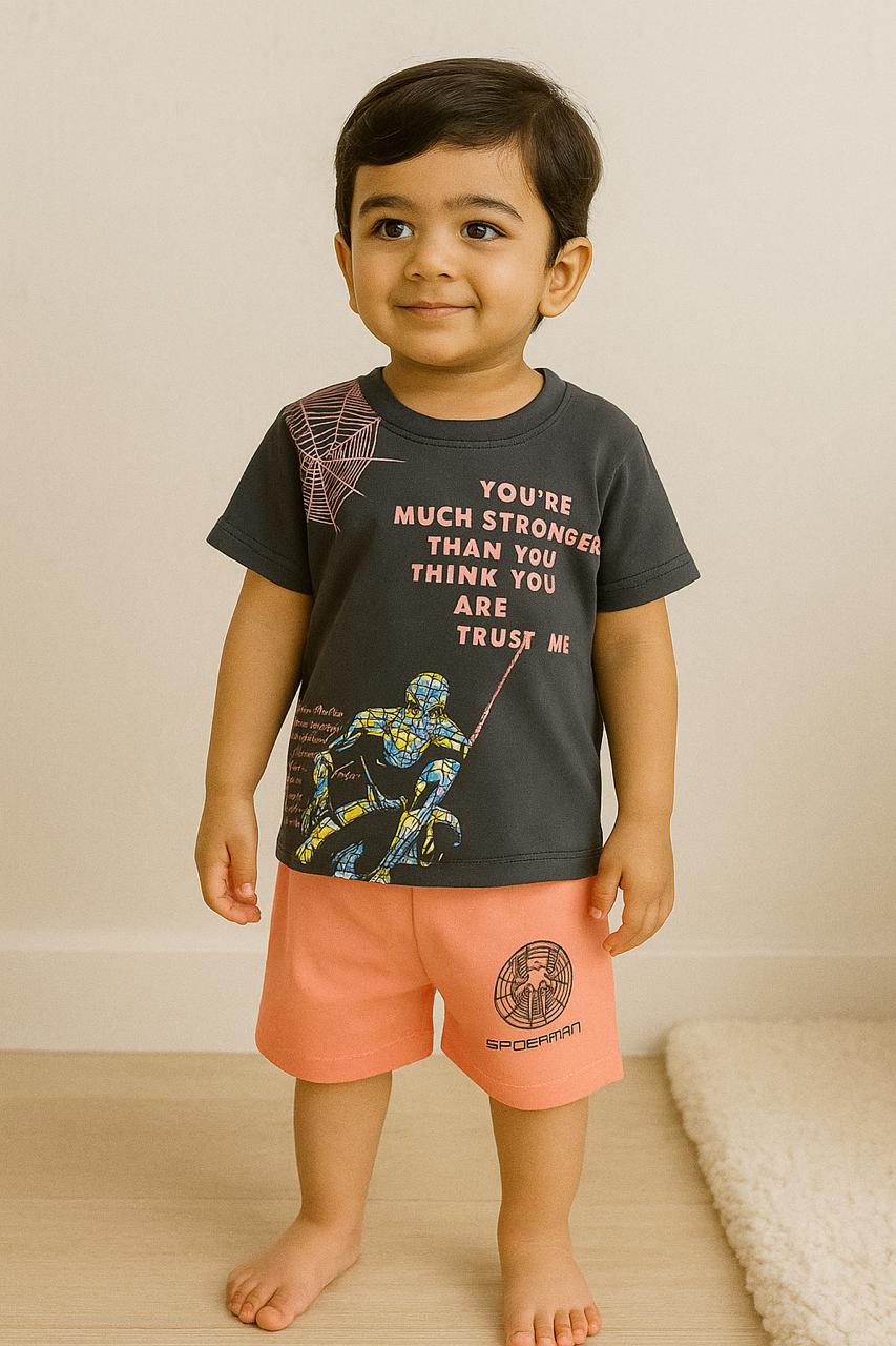 Spider Fan Superhero T-Shirt & Shorts Co-ord Set for Baby Boys - My Little Co.