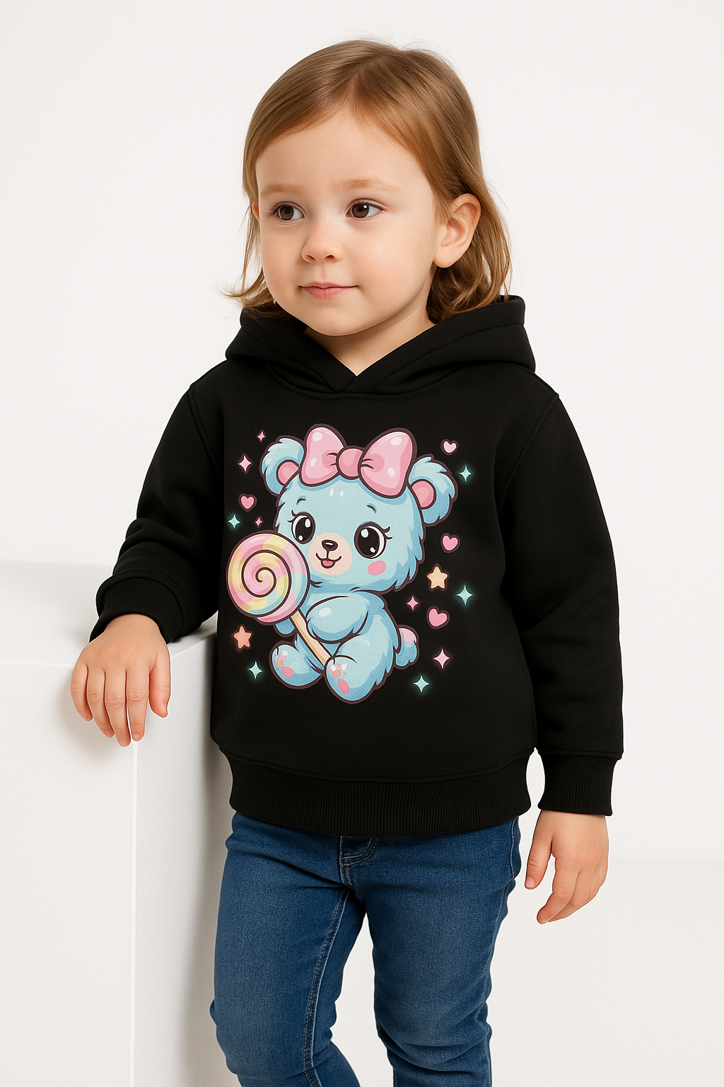 baby girl hoodie 4 year with cartoon bear print