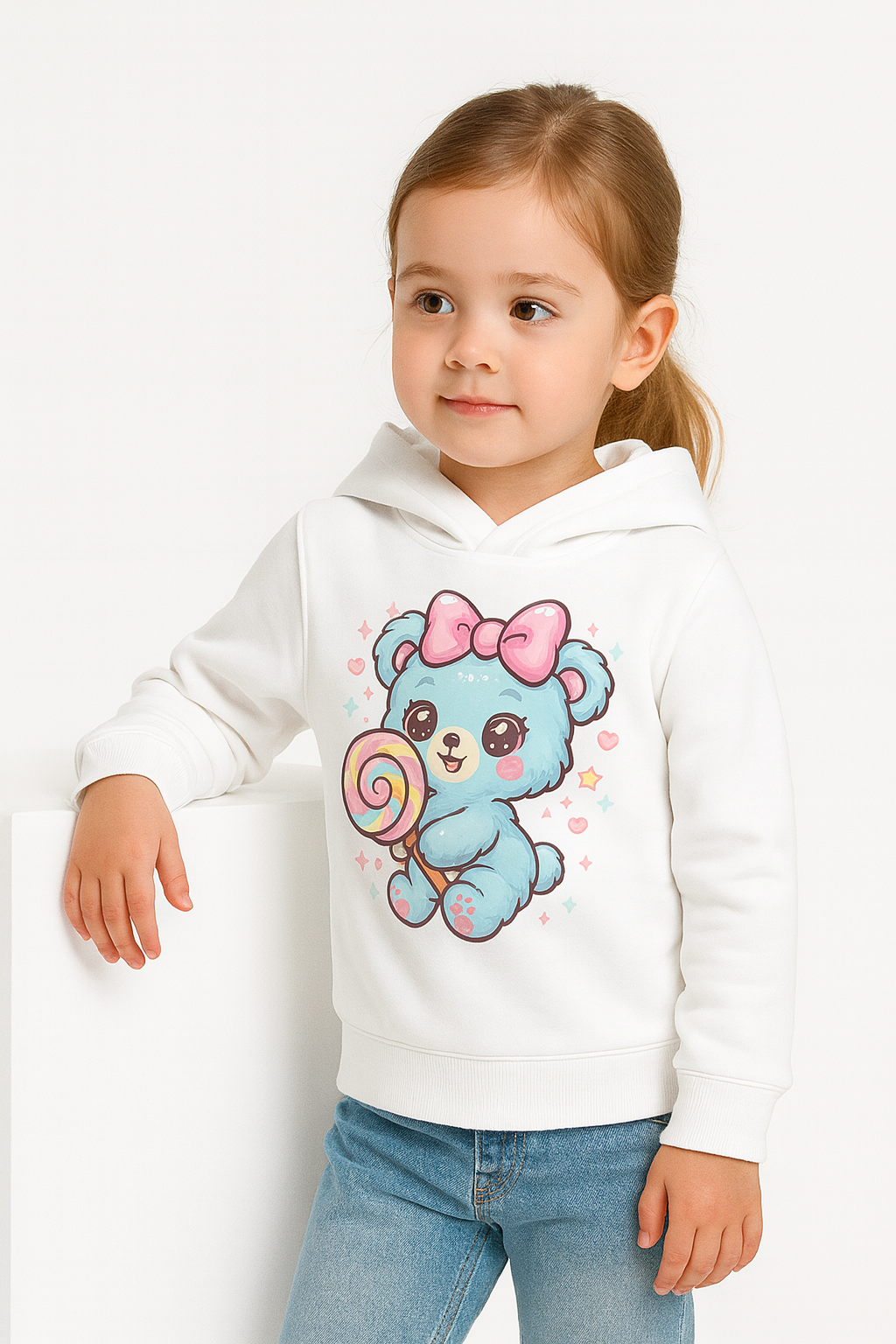 baby hoodie 1 year unisex white cotton fleece