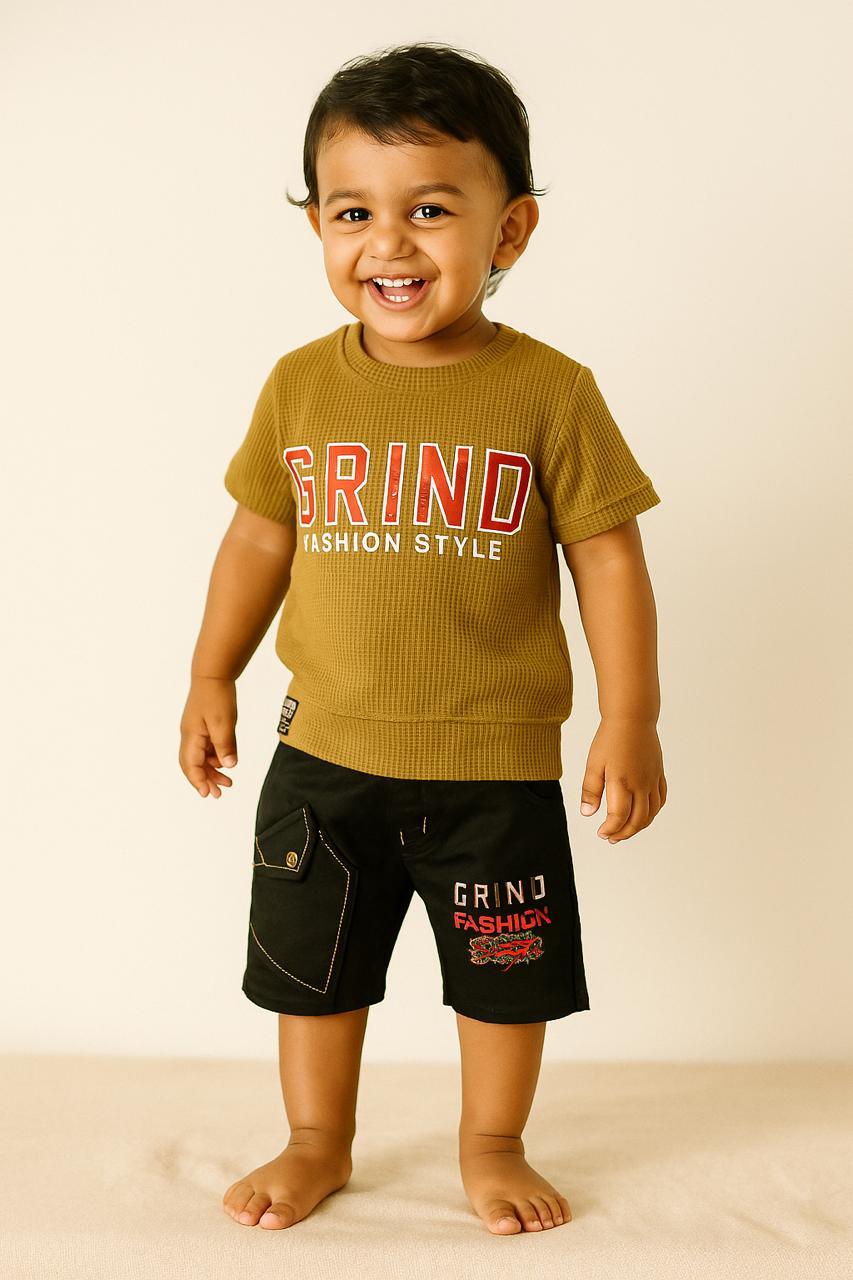 Grind Fashion Style Toddler Outfit Set – T-Shirt & Shorts - My Little Co.
