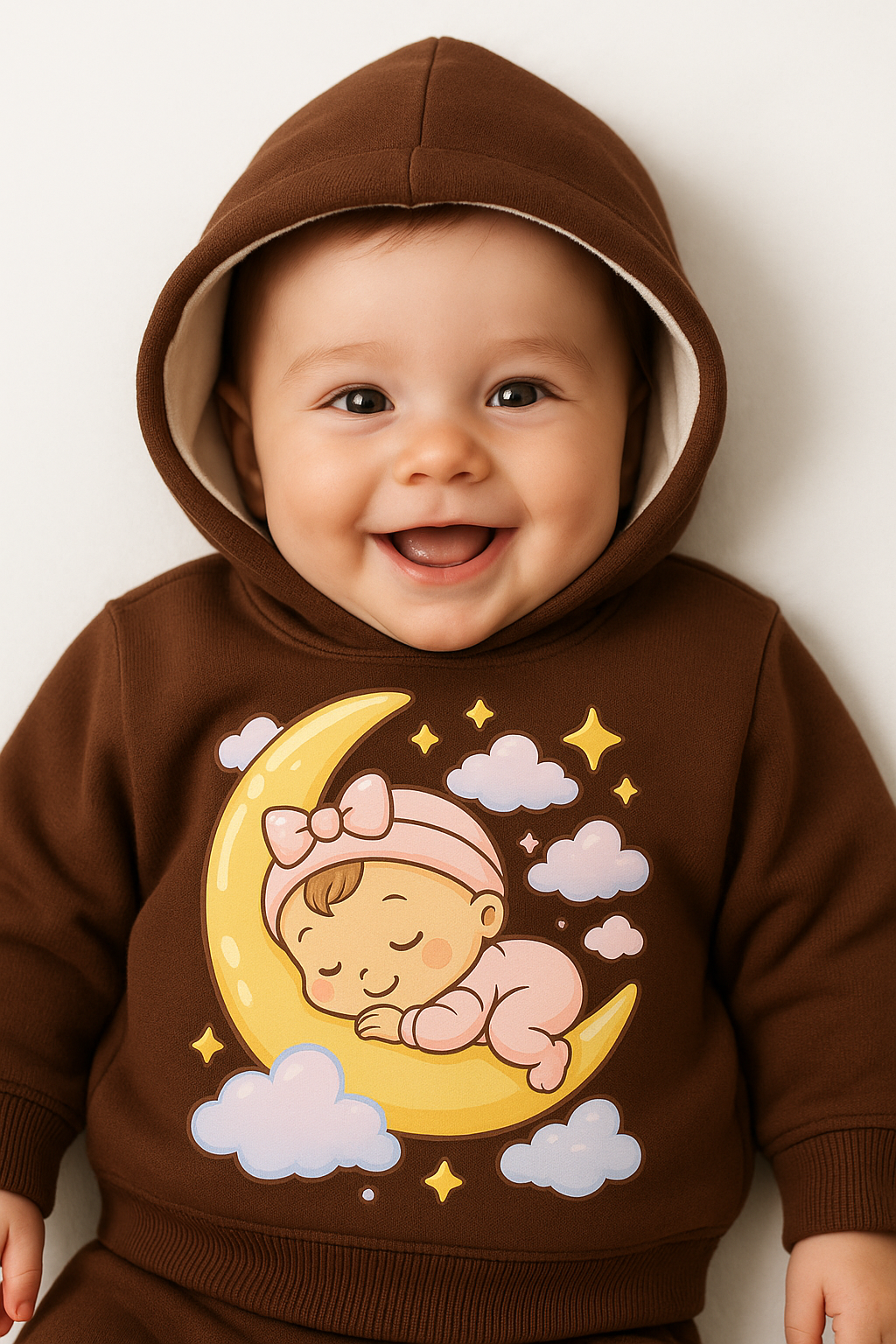 coffee baby hoodie with moon sleep dtf print
