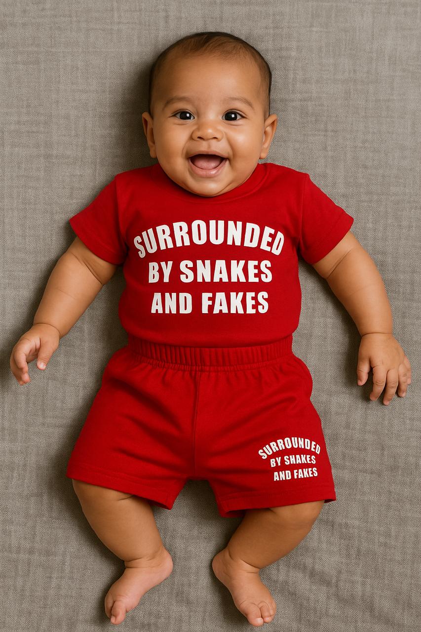 Bold Statement Baby Co-ord Set – “Surrounded by Snakes and Fakes" - My Little Co.