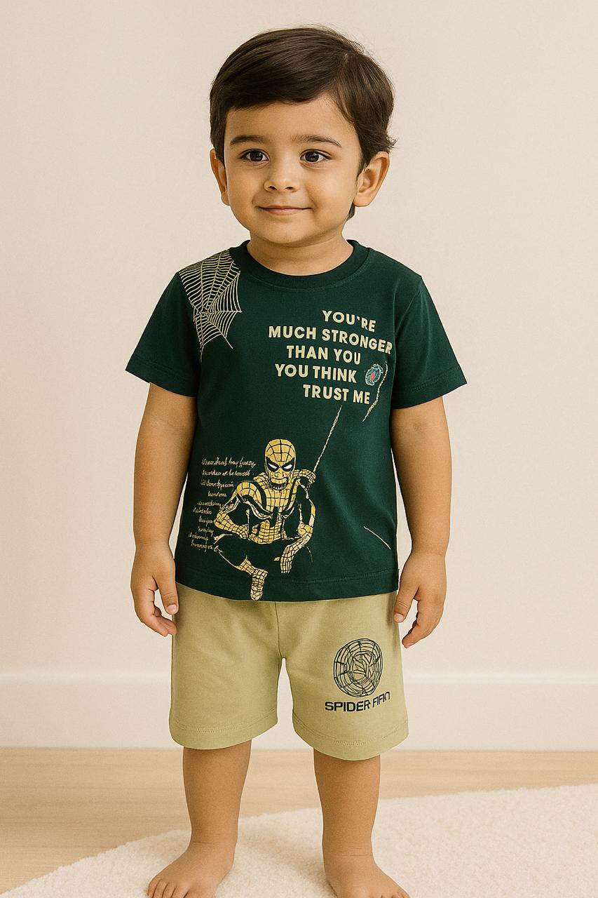 Spider Fan Superhero T-Shirt & Shorts Co-ord Set for Baby Boys - My Little Co.