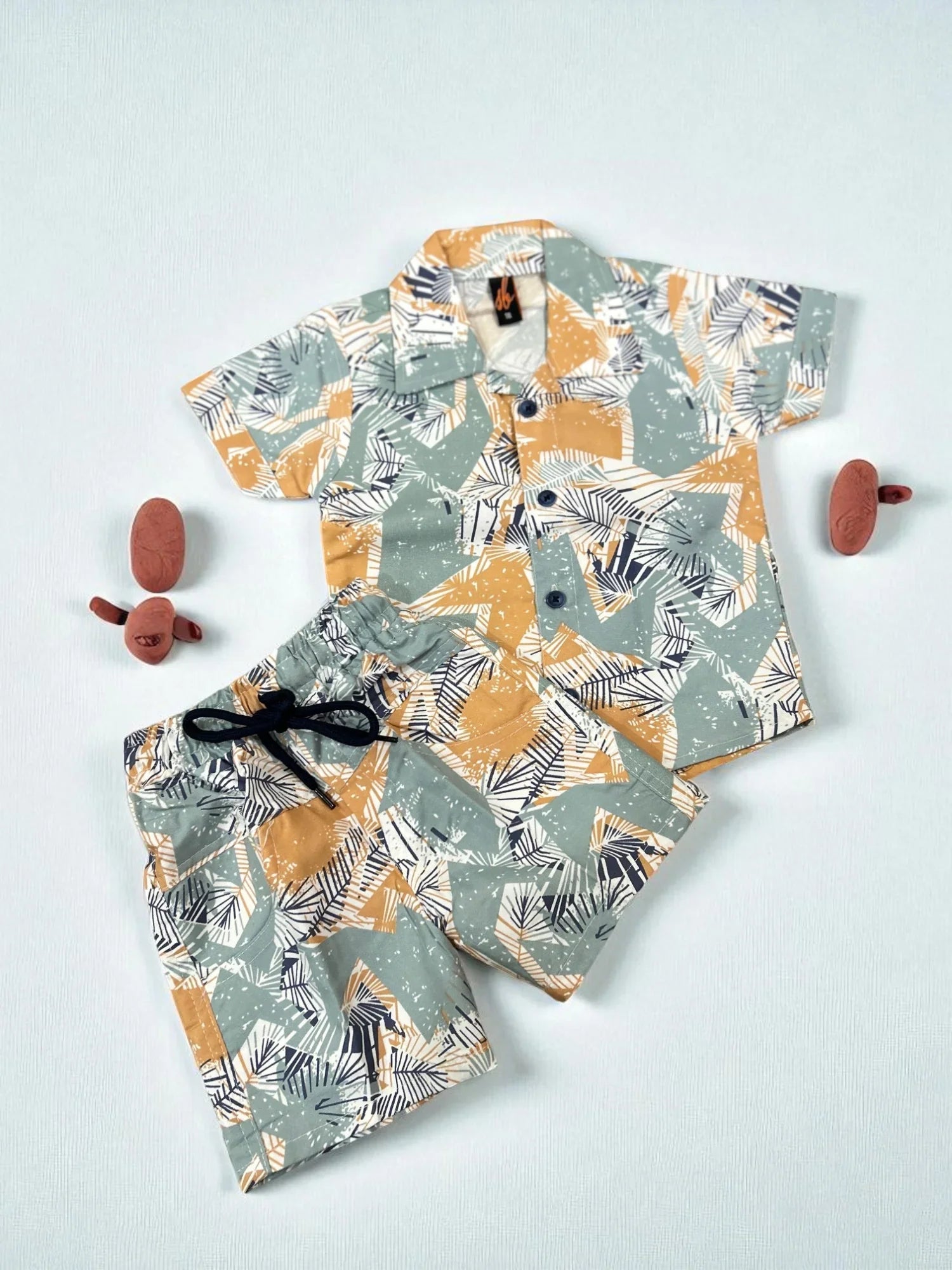 Abstract Leaf Print Toddler Co-ord Set – Shirt & Shorts - My Little Co.