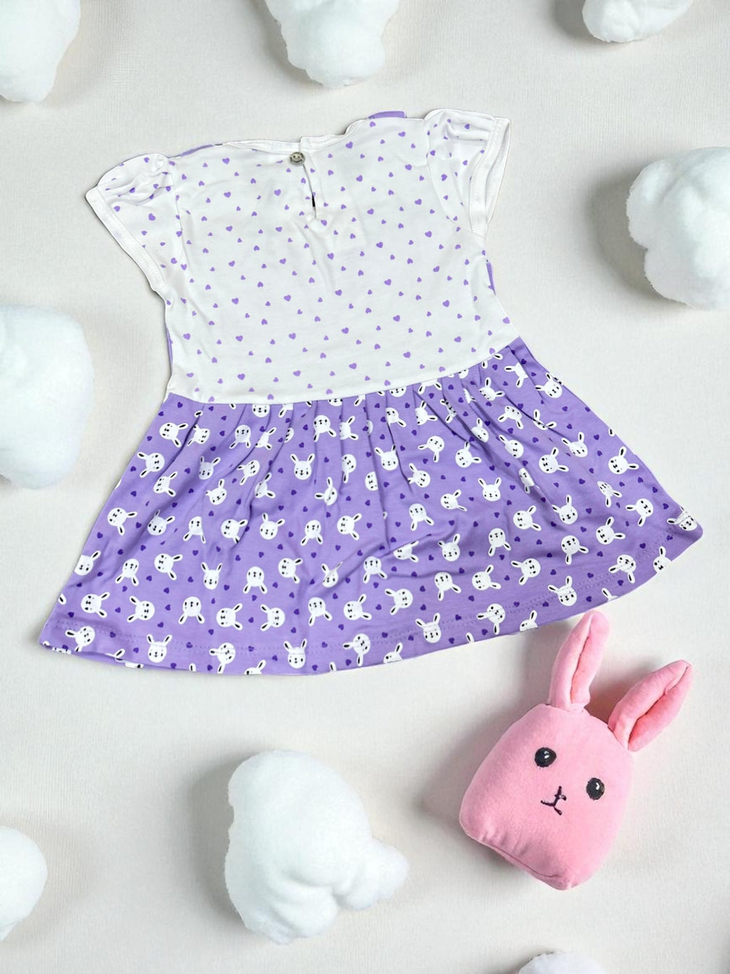 Bunny Face Dungaree Dress & Polka T-Shirt Set for Baby Girls - My Little Co.