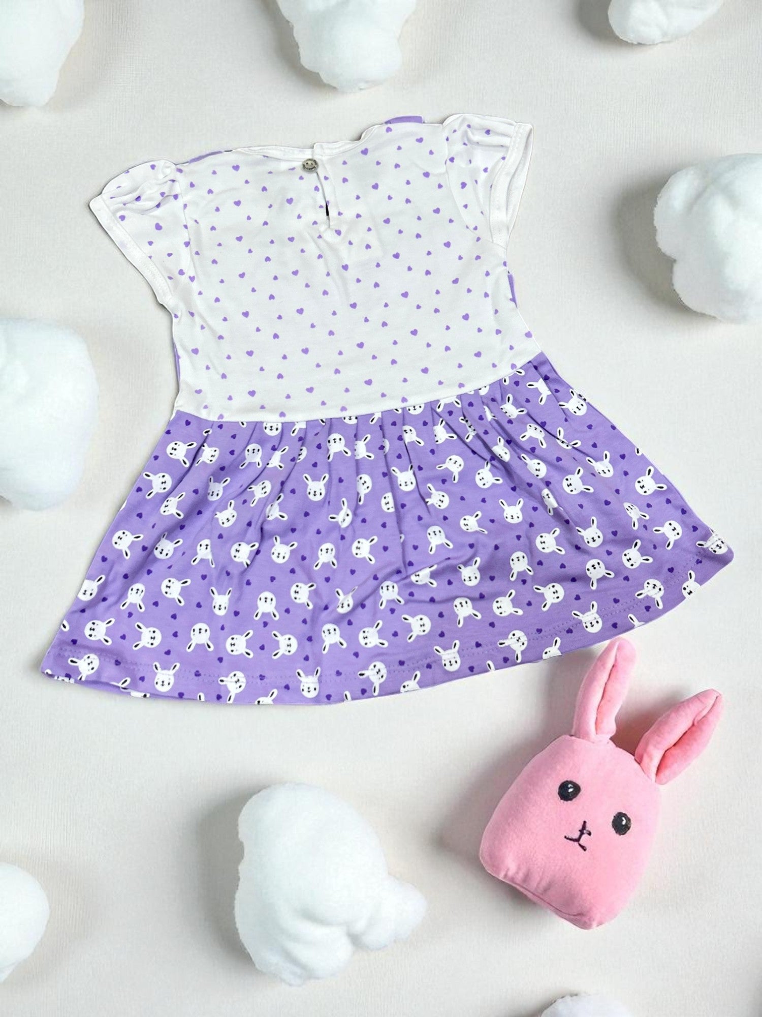 Bunny Face Dungaree Dress & Polka T-Shirt Set for Baby Girls - My Little Co.