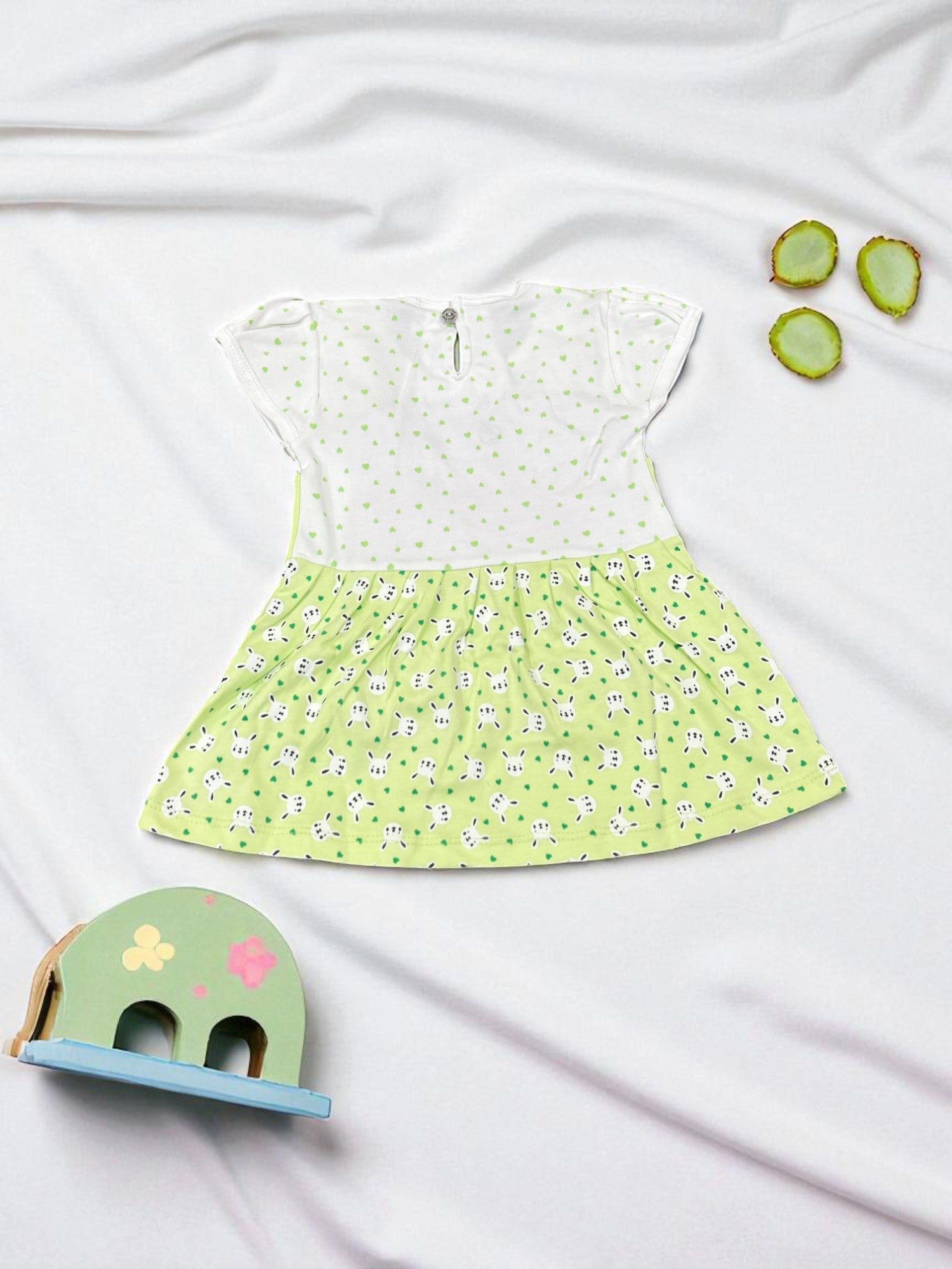 Bunny Face Dungaree Dress & Polka T-Shirt Set for Baby Girls - My Little Co.