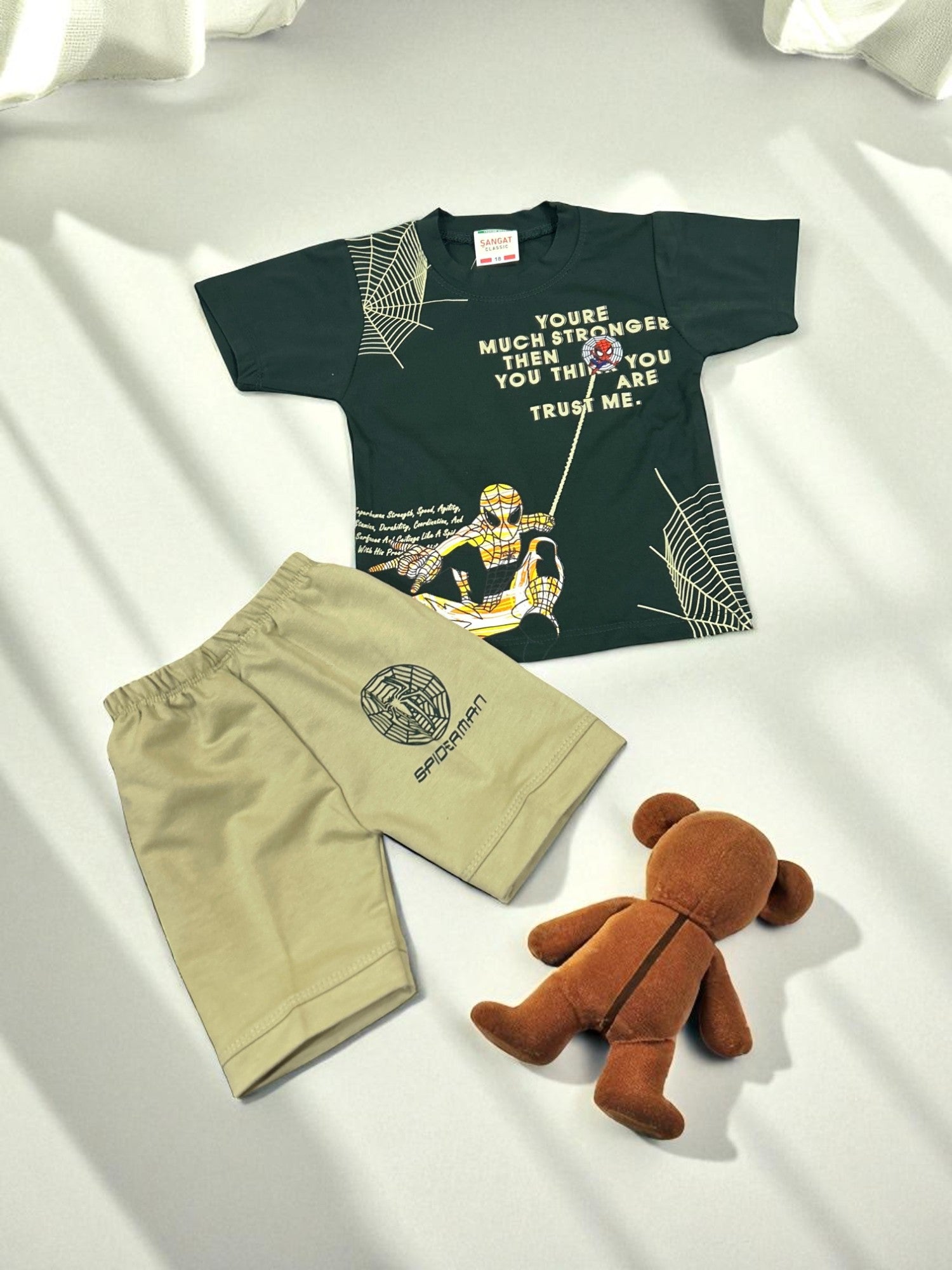 Spider Fan Superhero T-Shirt & Shorts Co-ord Set for Baby Boys - My Little Co.