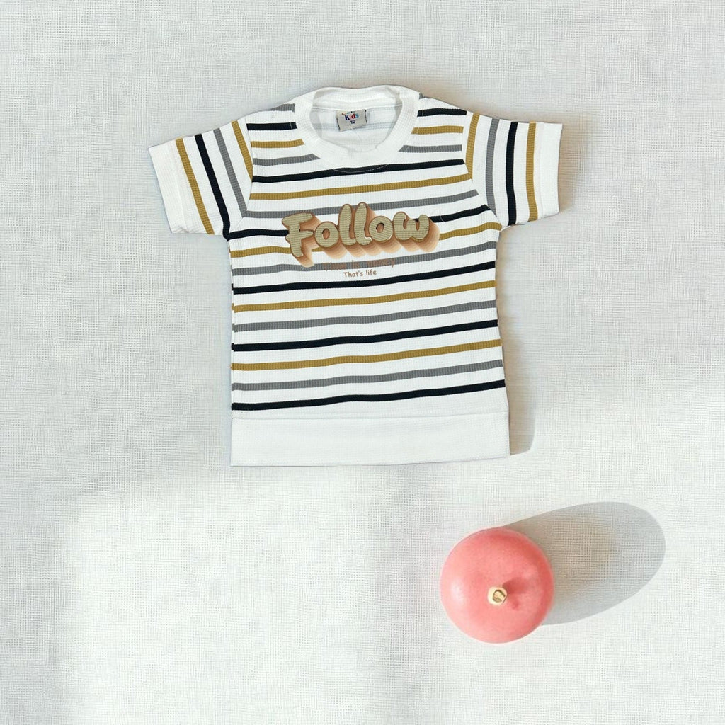 Follow Stripe T-Shirt & Pocket Shorts Co-ord Set for Baby Boys - My Little Co.