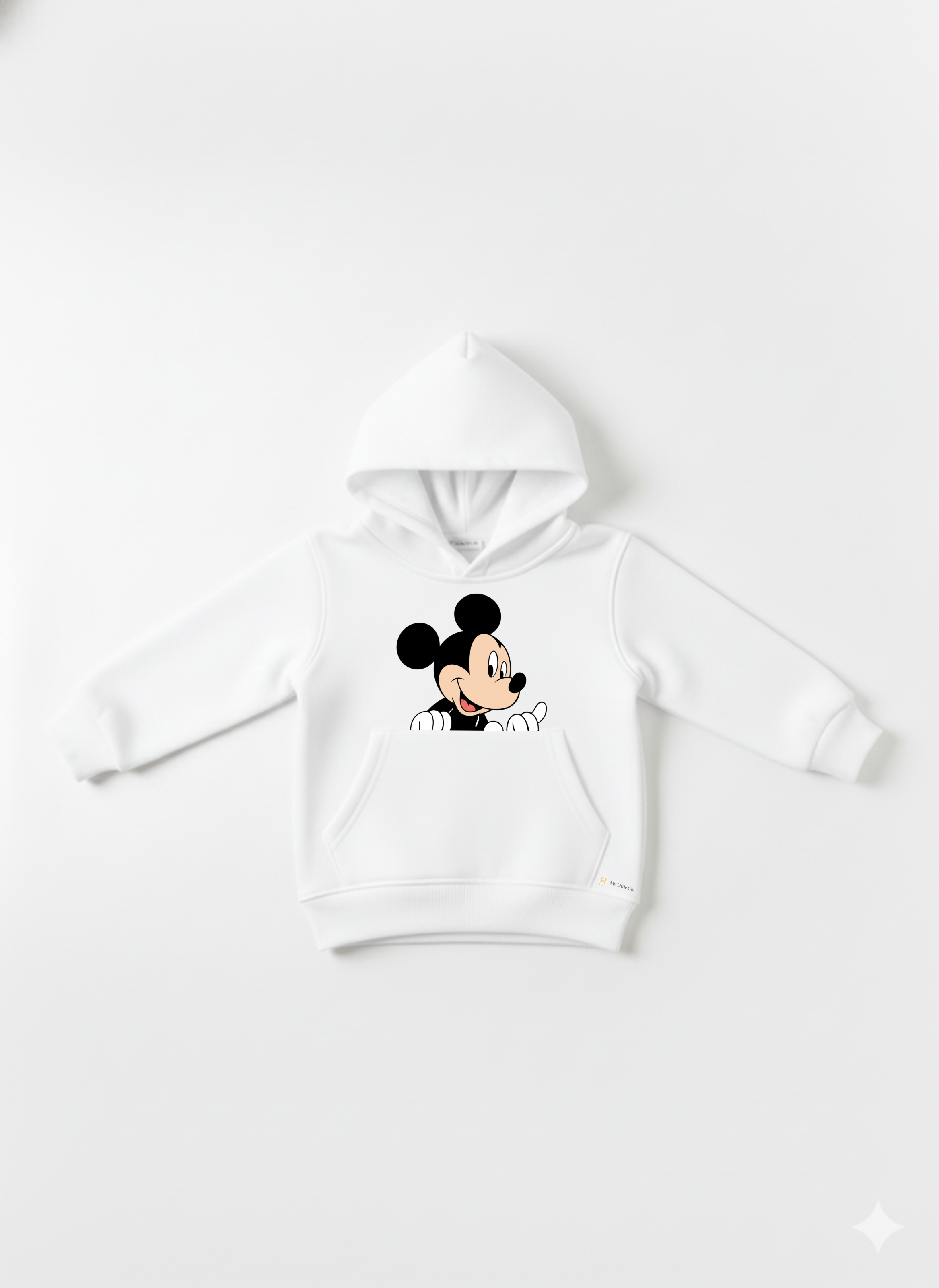 White Baby Hoodie with Cartoon Mickey Print – Cute Toddler Pullover My Little Co.