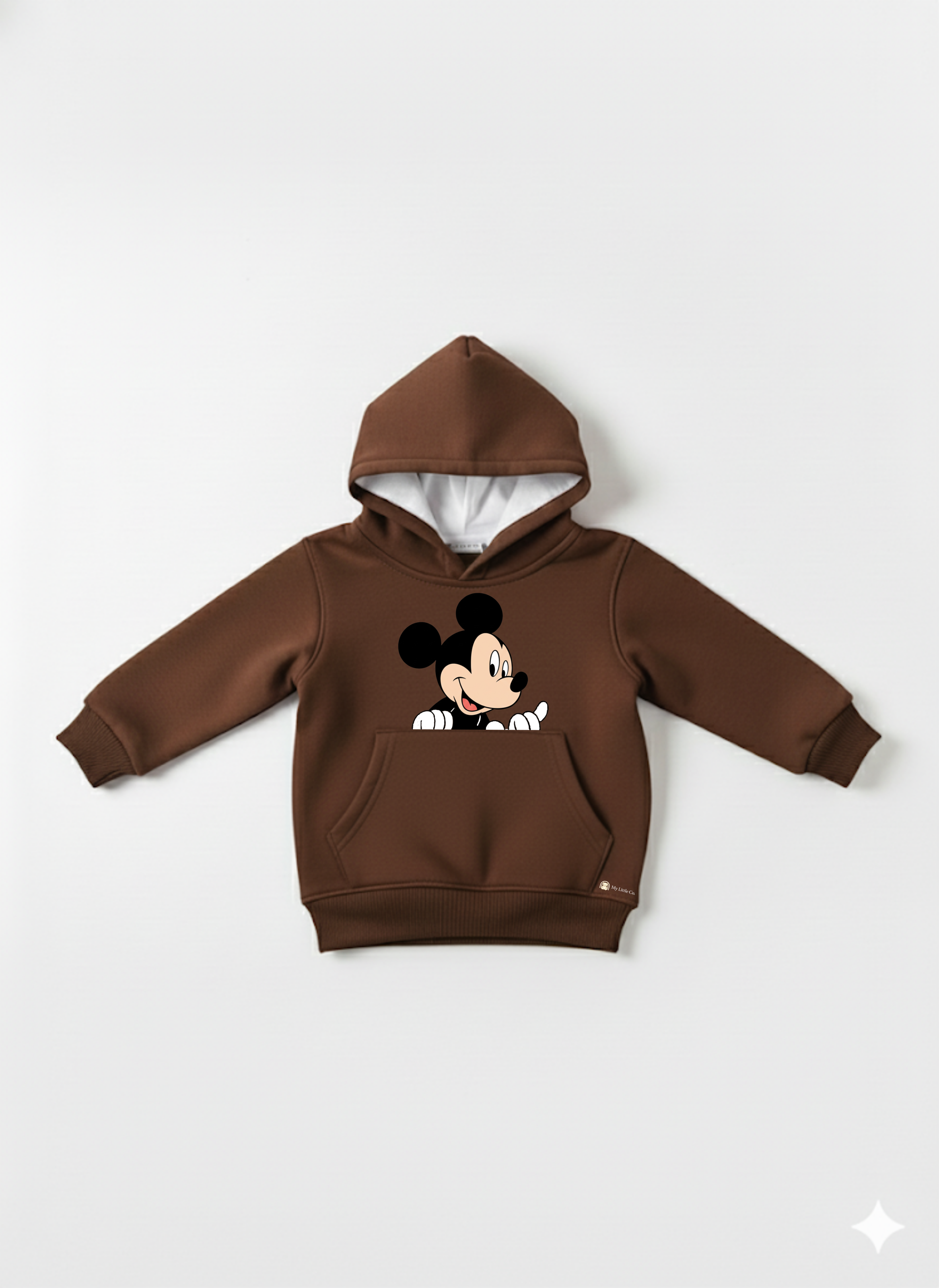 Brown Baby Hoodie with Cartoon Mickey Print – Cute Toddler Pullover My Little Co.