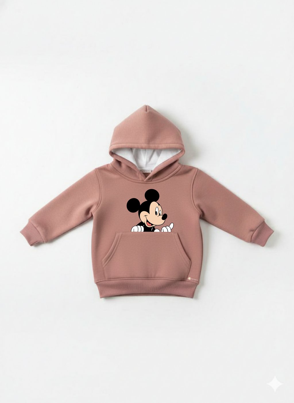 Peach Baby Hoodie with Cartoon Mickey Print – Cute Toddler Pullover My Little Co.