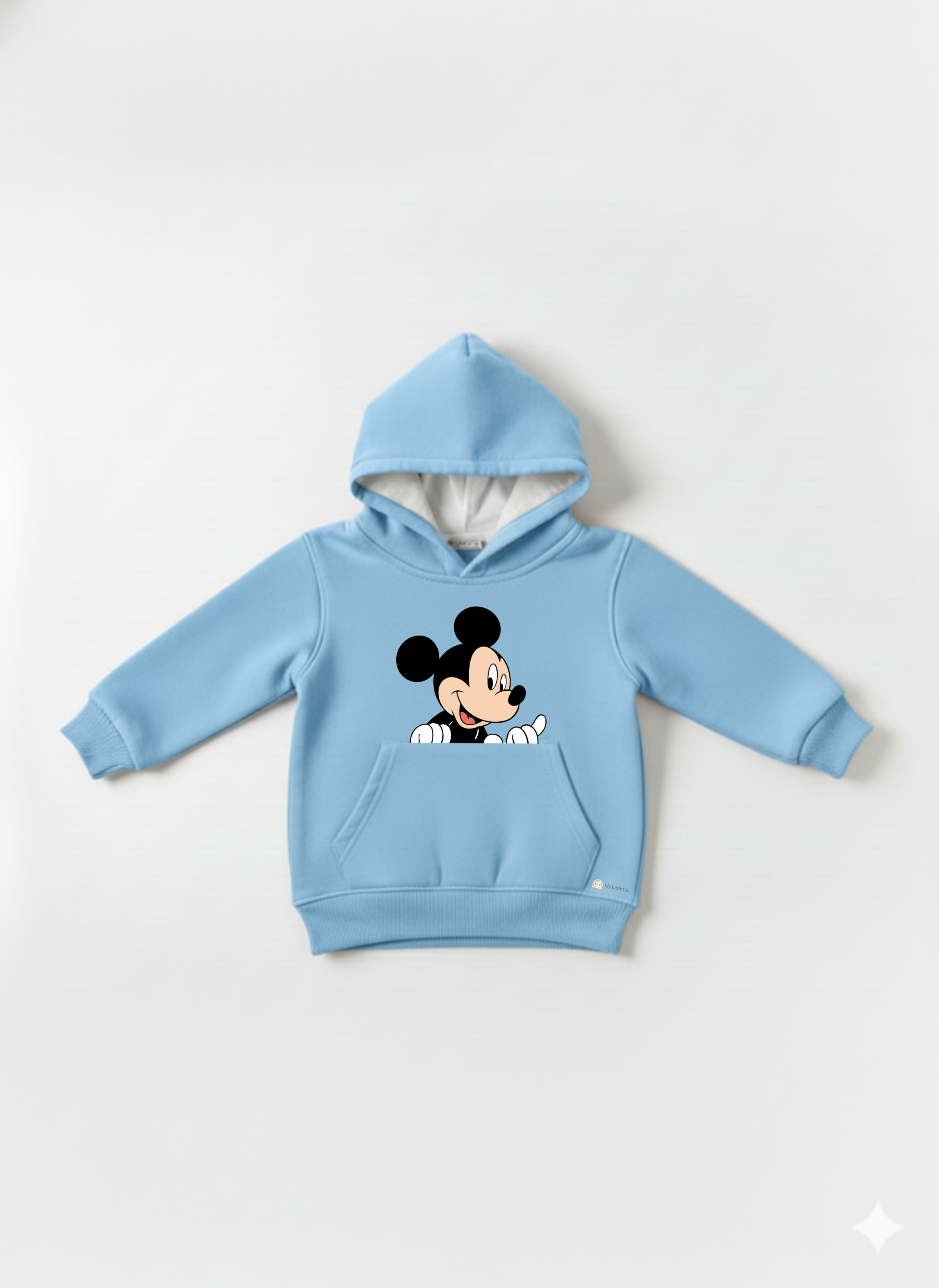 Sky blue Baby Hoodie with Cartoon Mickey Print – Cute Toddler Pullover My Little Co.