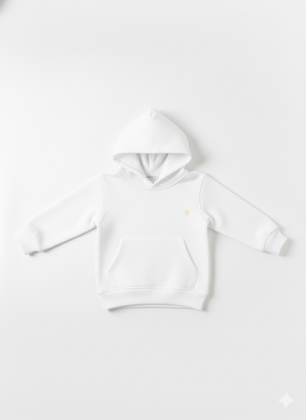 White hoodie on a light gray background