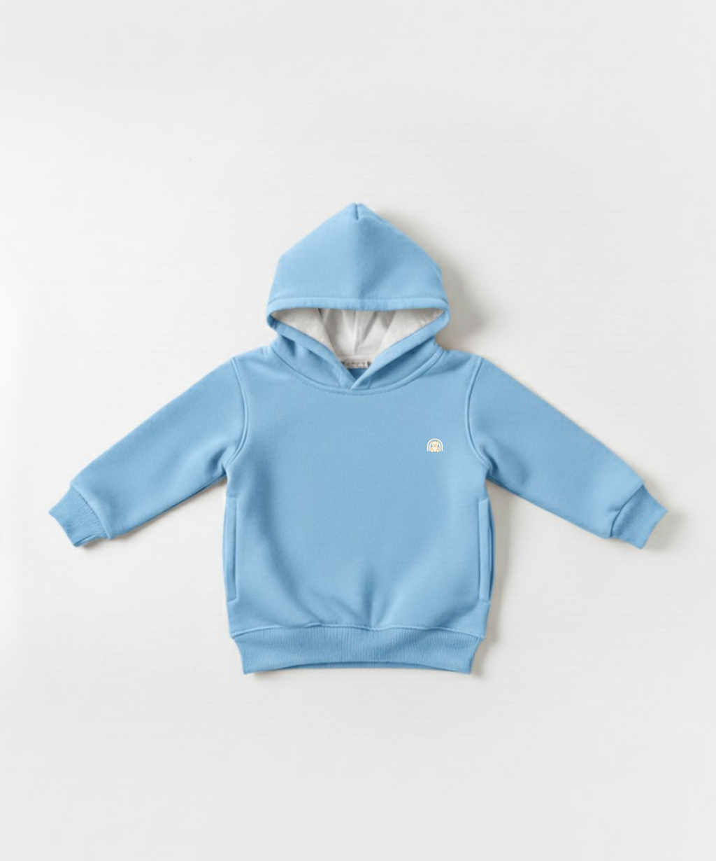 Light blue hoodie on a white background