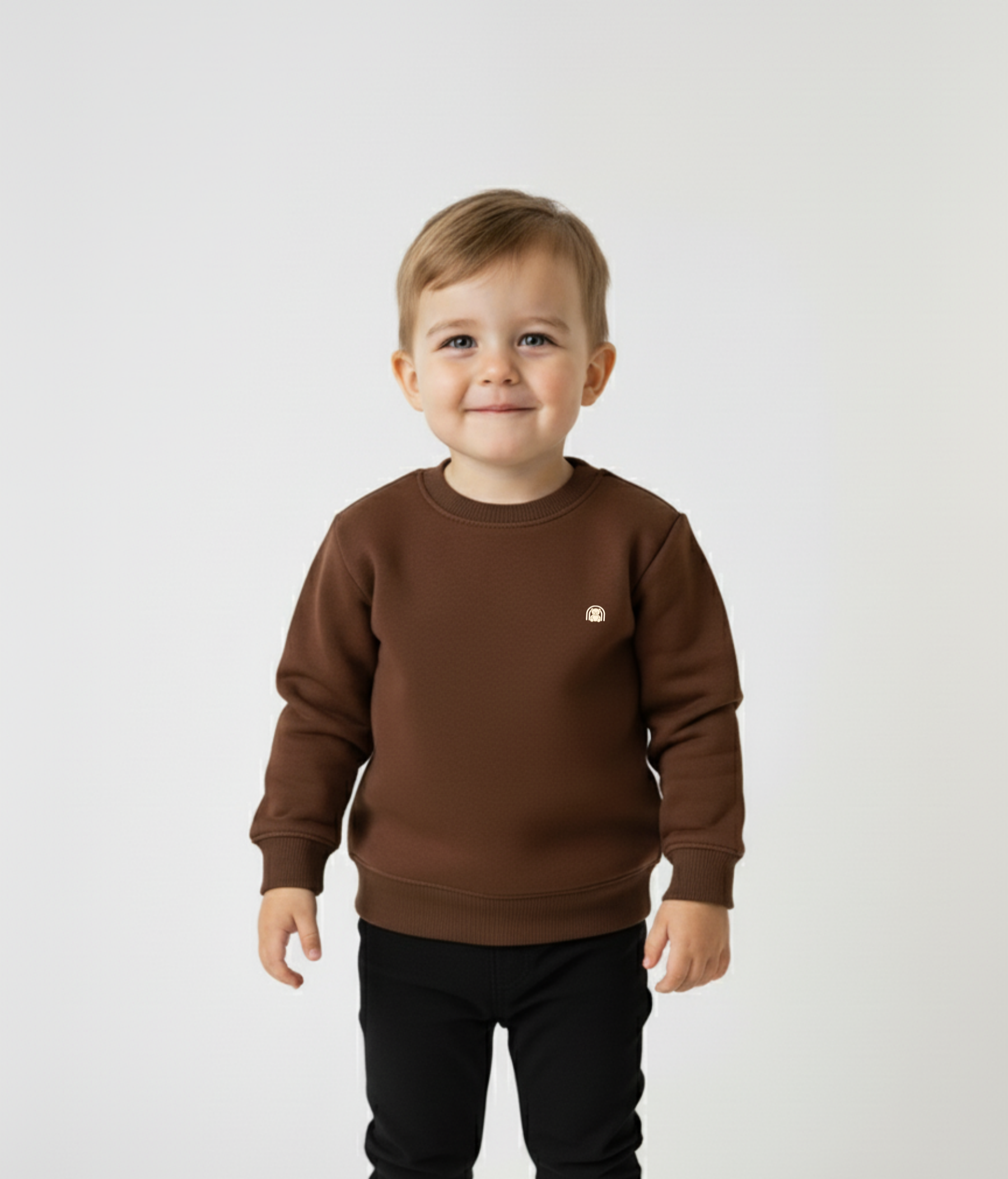 brown round neck kids sweatshirt