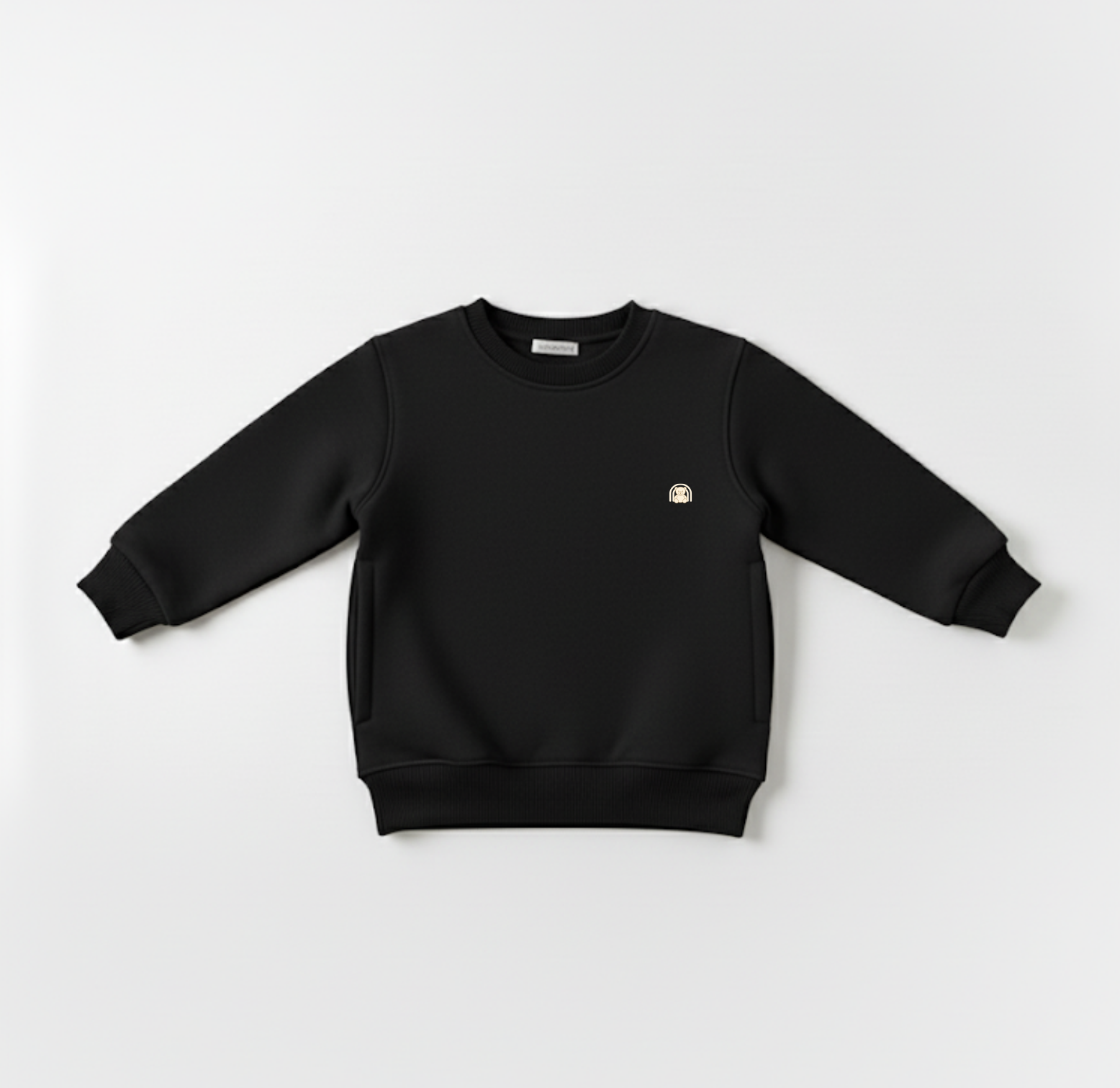 Black Round Neck Sweatshirt with Side Pockets – My Little Co. My Little Co.