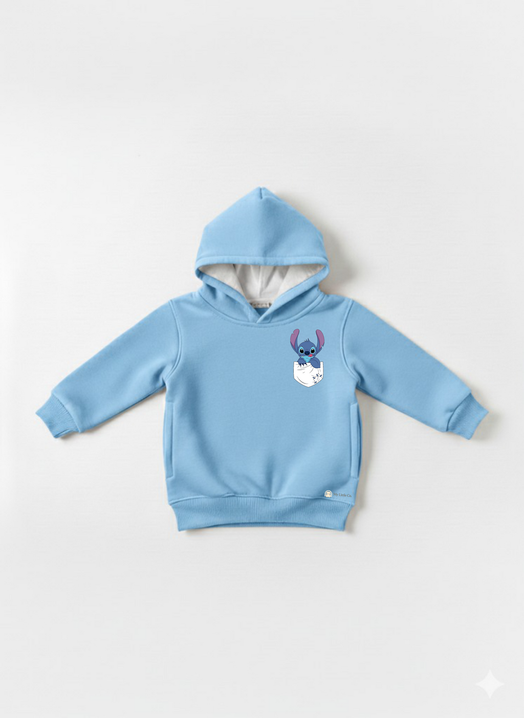 Sky Blue Baby Hoodie with Stitch Print – Cute Cartoon Sweatshirt My Little Co.