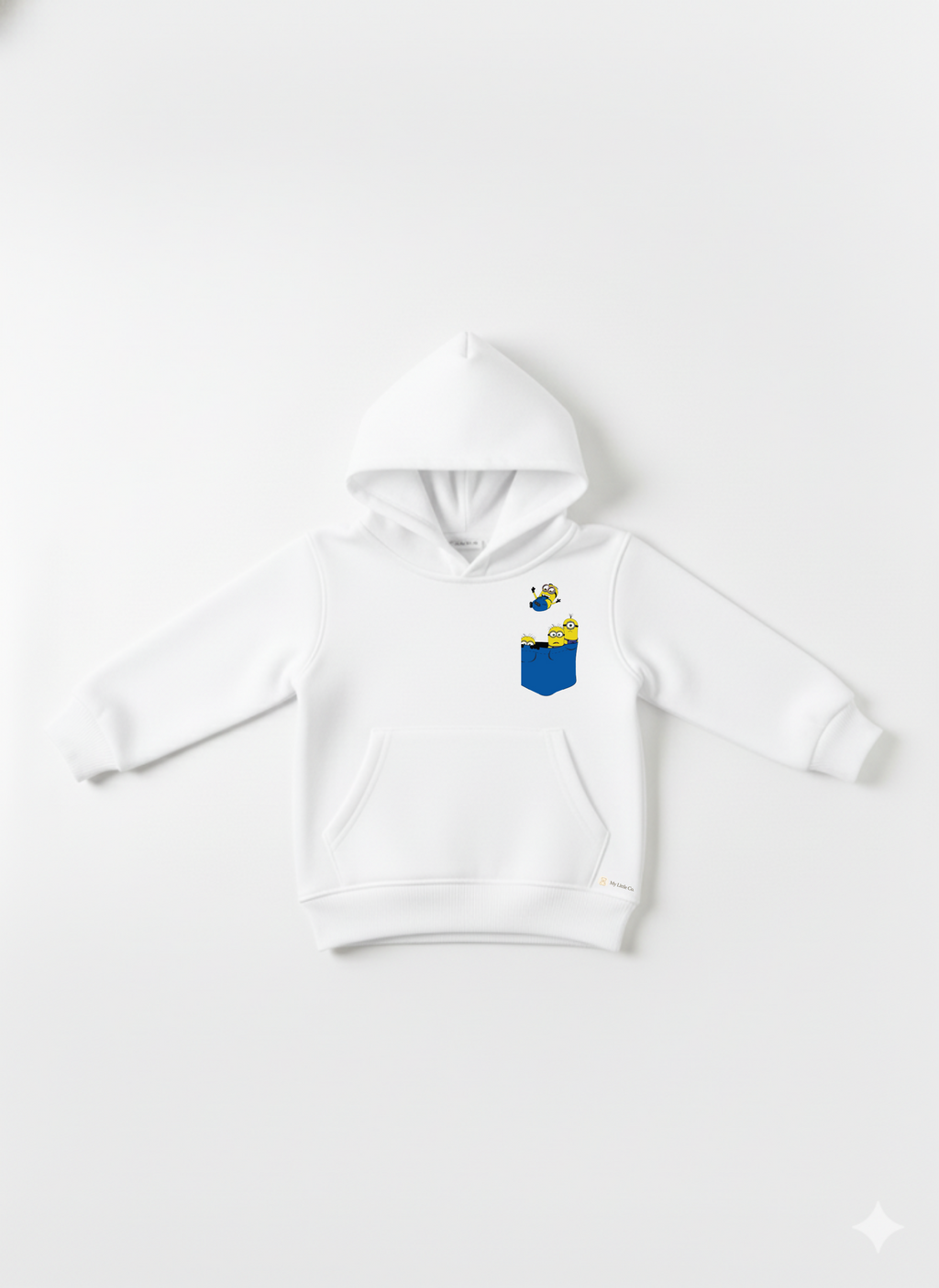 White Baby hoodie with Minions Print – Front Pocket Pullover My Little Co.