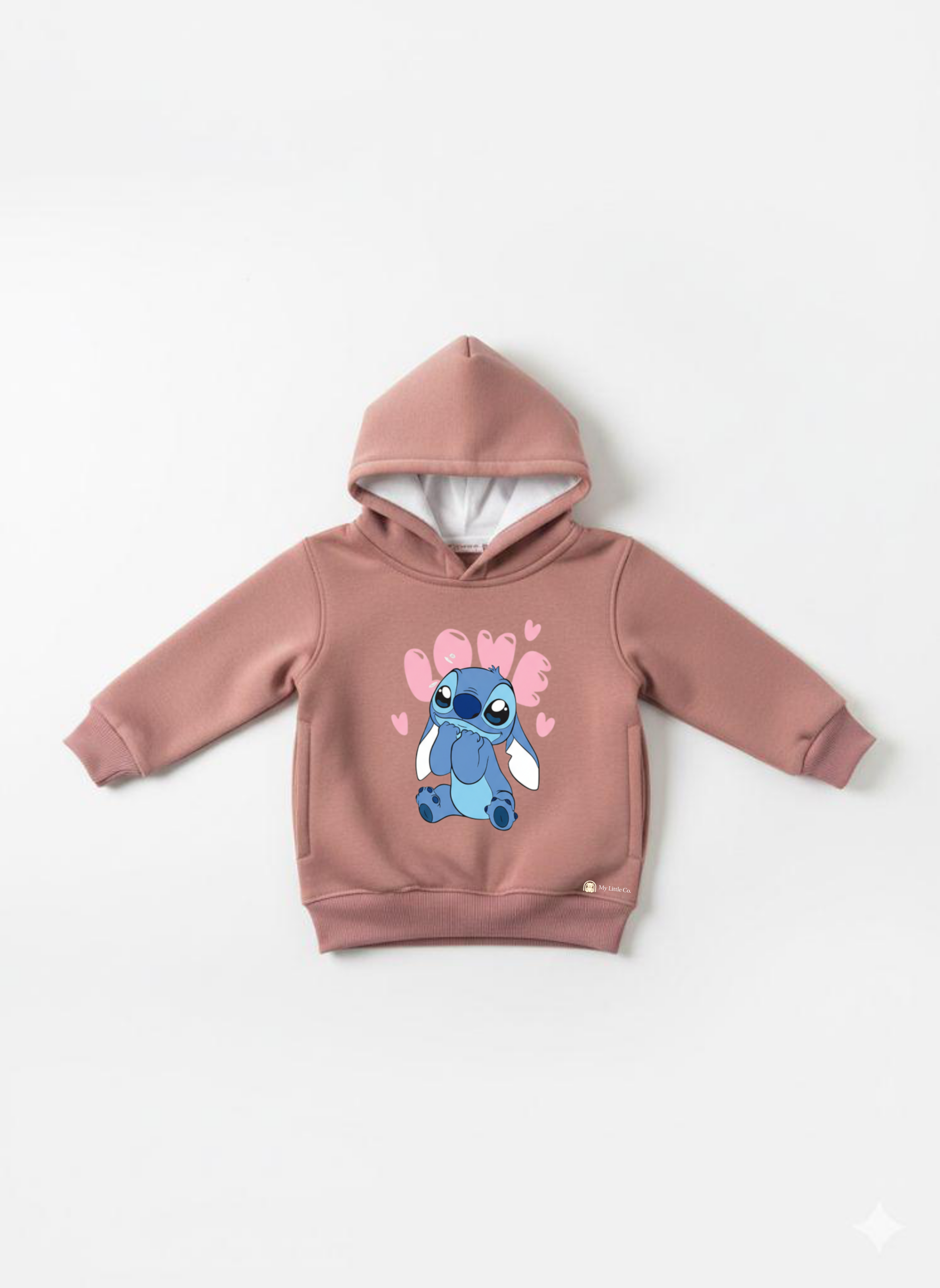 Peach Hoodie Baby Sweatshirt with Blue Stitch Print My Little Co.