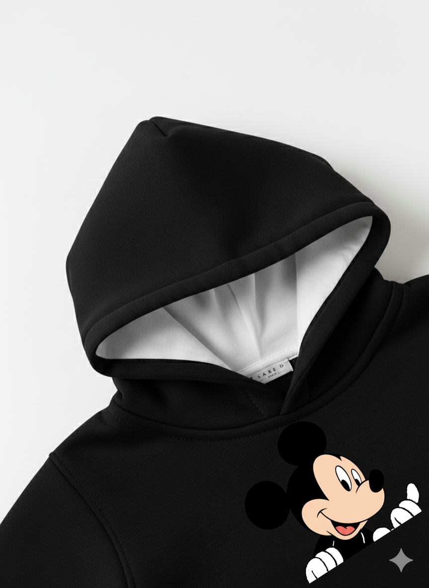 Black Baby Hoodie with Cartoon Mickey Print – Cute Toddler Pullover My Little Co.