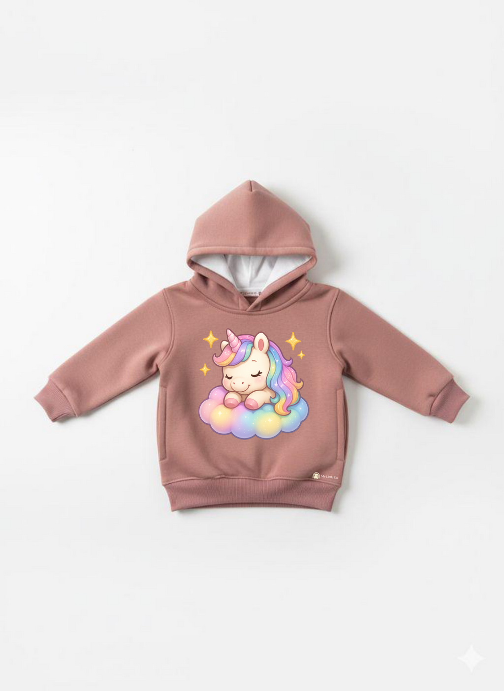 My Little Co. Peach Kids Hoodie | Sleeping Unicorn Printed Winter Sweatshirt My Little Co.