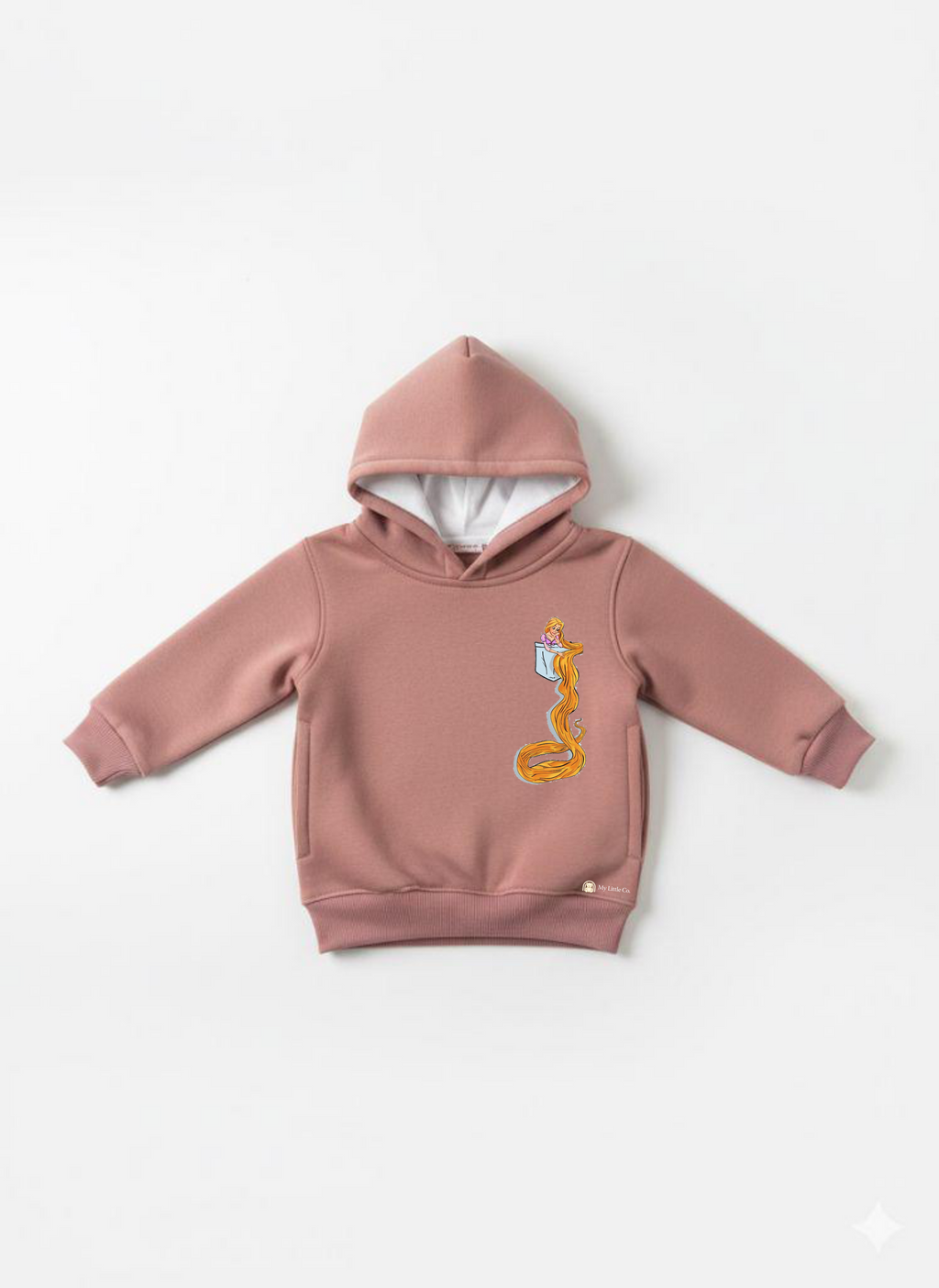 Peach Baby Hoodie with Disney Princess Print – Cute Cartoon Hoodie My Little Co.