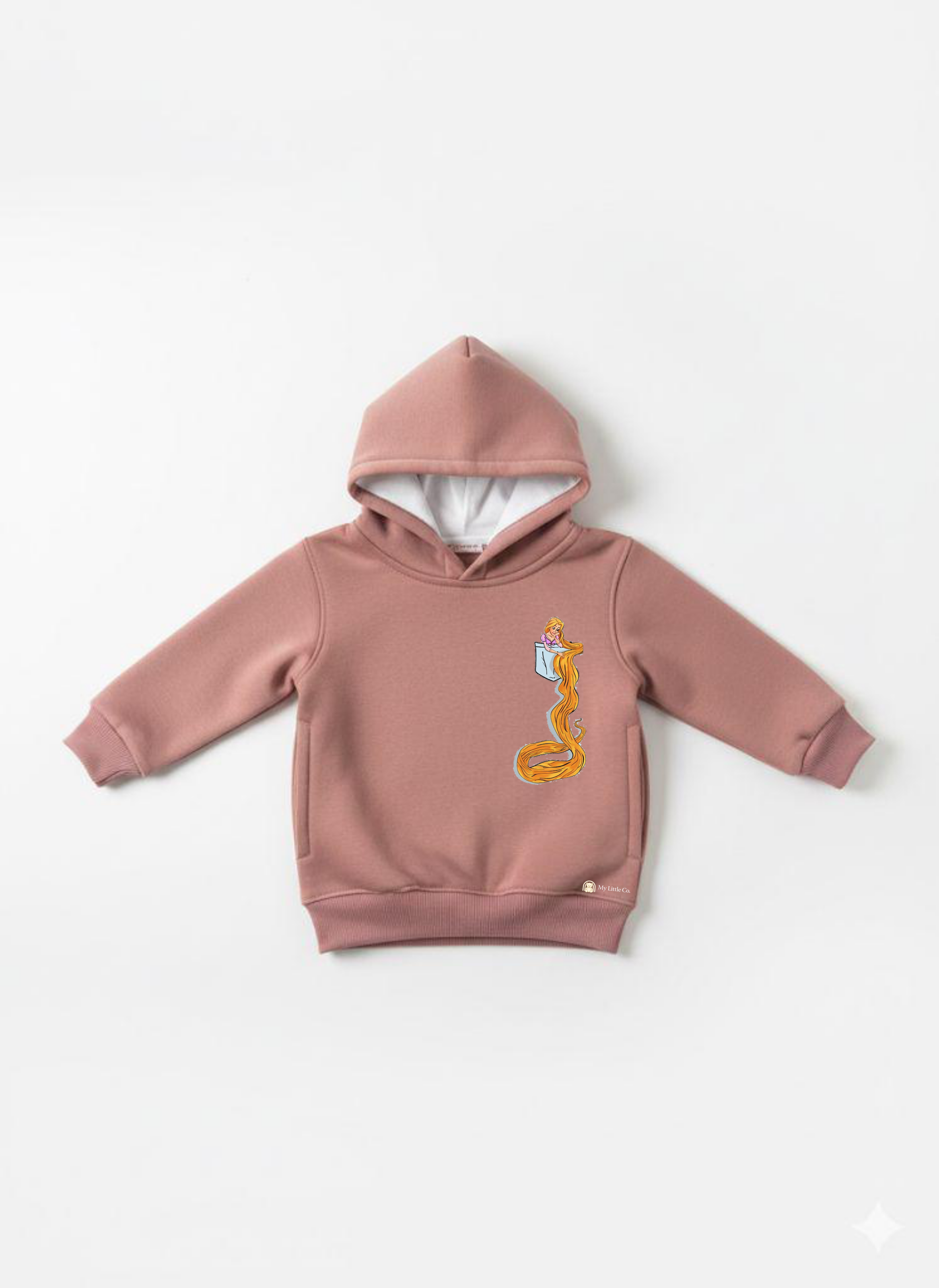 Peach Baby Hoodie with Disney Princess Print – Cute Cartoon Hoodie My Little Co.