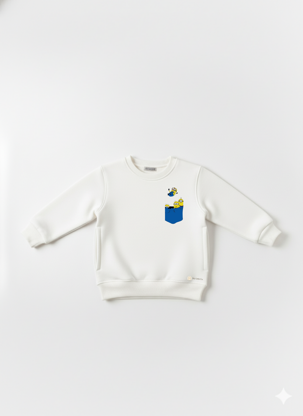 White Baby Sweatshirt with Minions Print – Cute Cartoon Pullover for Toddlers My Little Co.
