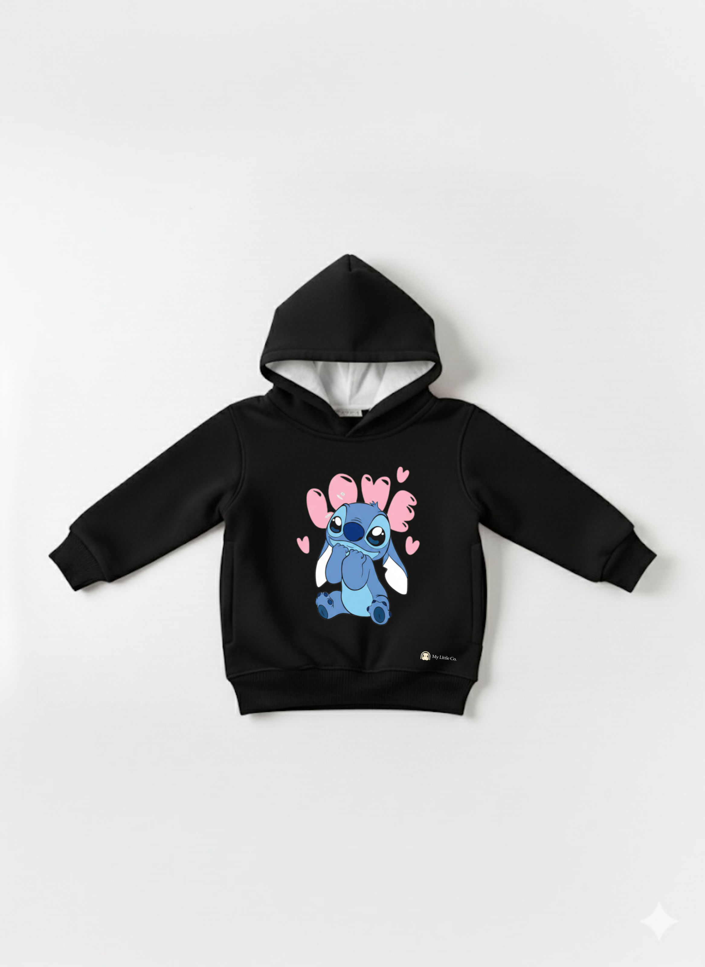 Black Hoodie Baby Sweatshirt with Blue Stitch Print My Little Co.