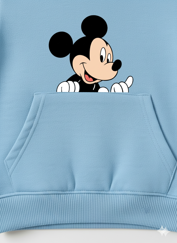Sky blue Baby Hoodie with Cartoon Mickey Print – Cute Toddler Pullover My Little Co.
