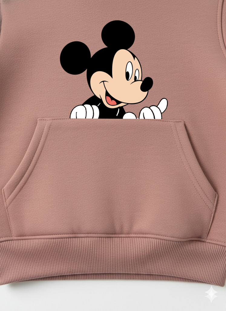 Peach Baby Hoodie with Cartoon Mickey Print – Cute Toddler Pullover My Little Co.