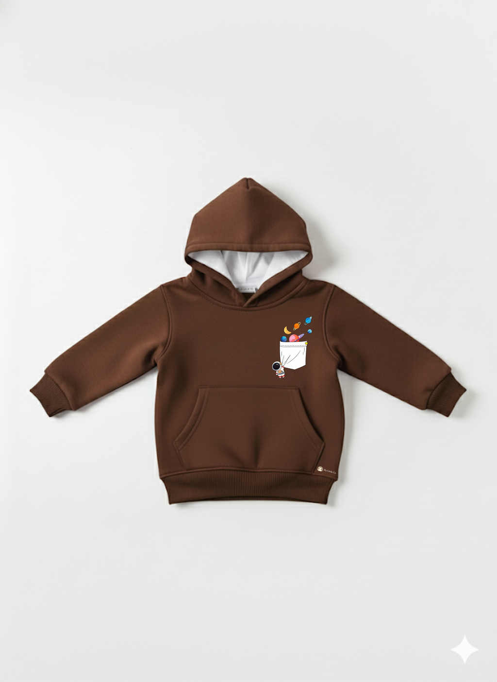 My Little Co. Brown Kids Sweatshirt Hoodie Front Pocket | Space Adventure Graphic Winter Wear (Copy) My Little Co.