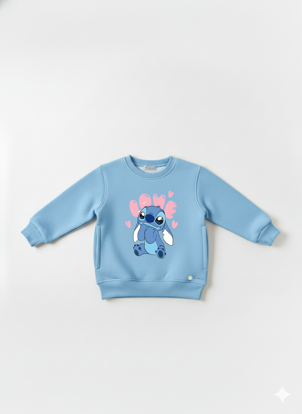 Sky blue Crew Neck Baby Sweatshirt with Blue Stitch Print My Little Co.