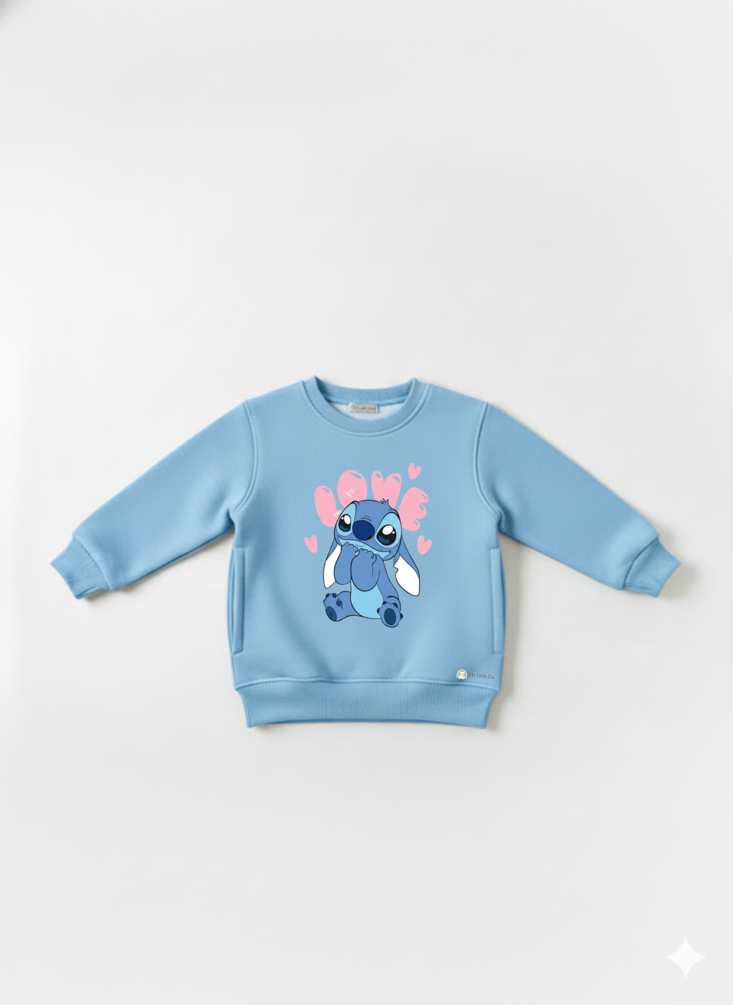 Sky blue Crew Neck Baby Sweatshirt with Blue Stitch Print My Little Co.