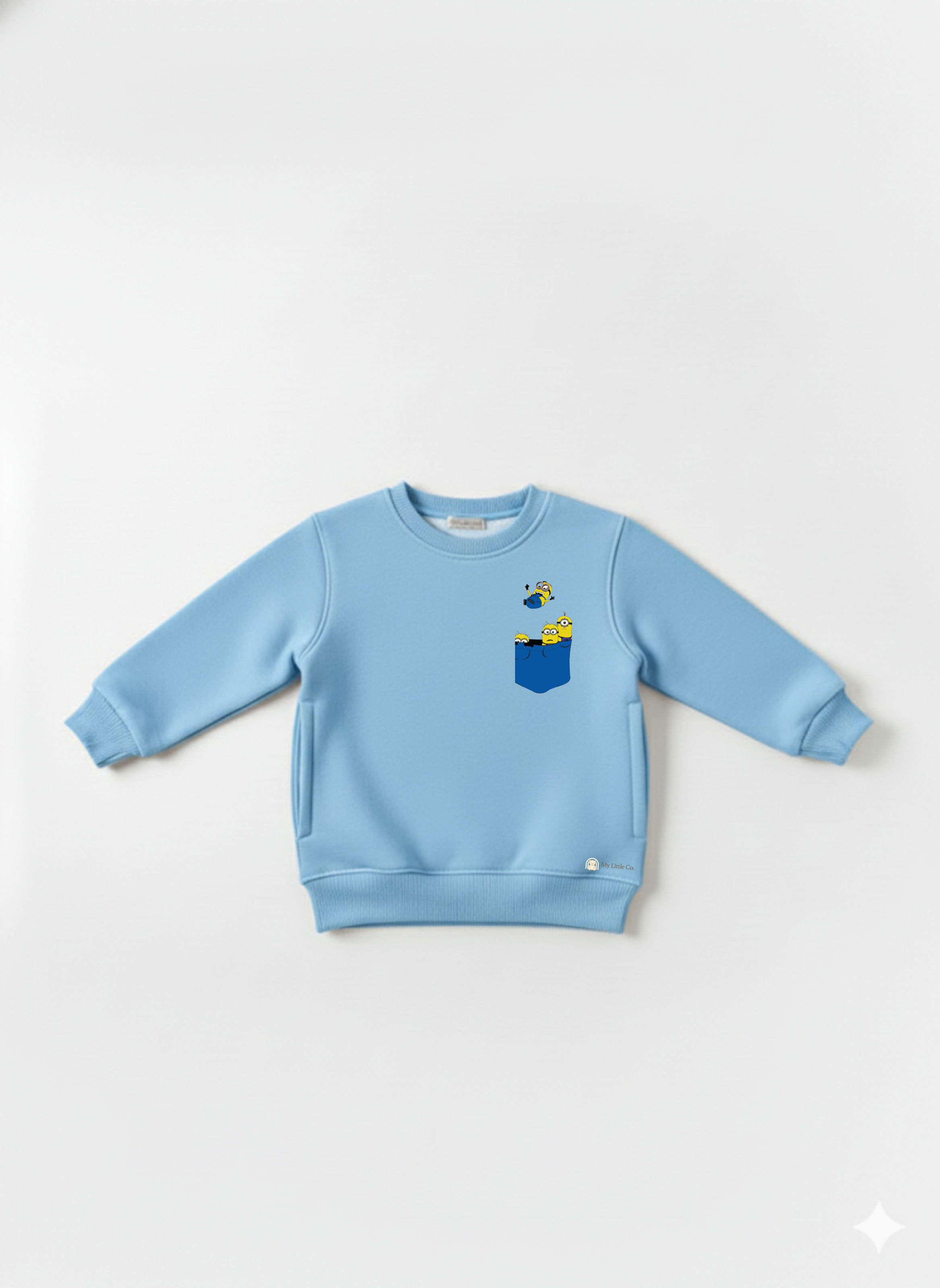 Sky Blue Baby Sweatshirt with Minions Print – Cute Cartoon Pullover for Toddlers My Little Co.