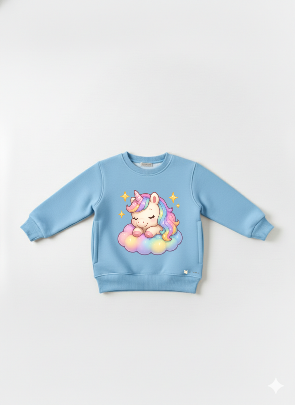 My Little Co. sky blue kids sweatshirt – Sleeping Unicorn printed design