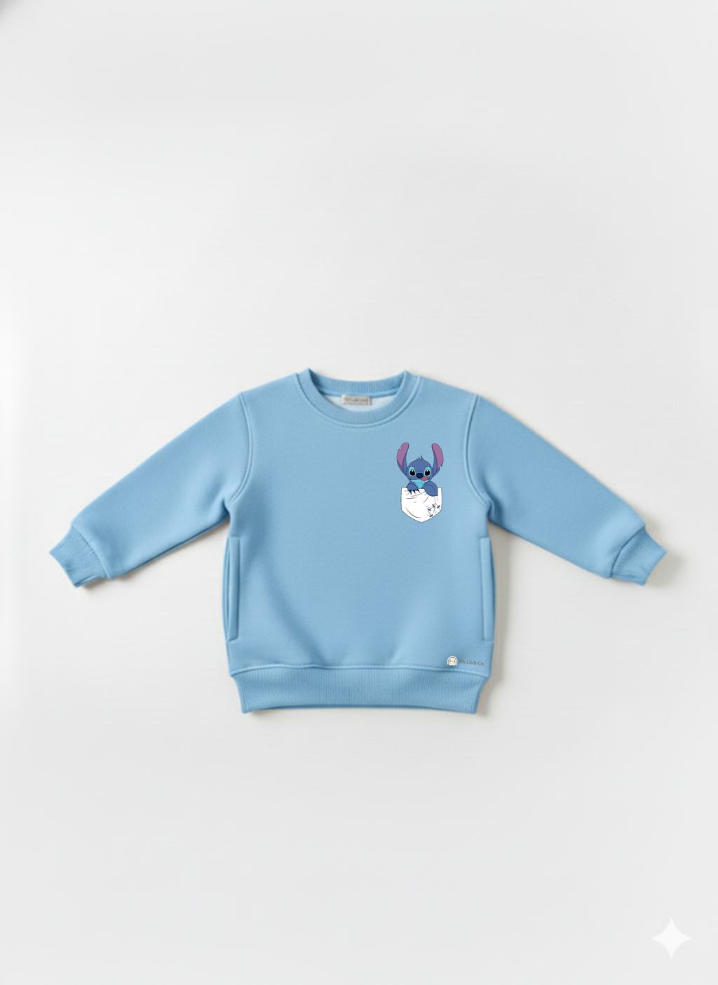 Sky blue Baby Crew Neck Sweatshirt with Stitch Print My Little Co.