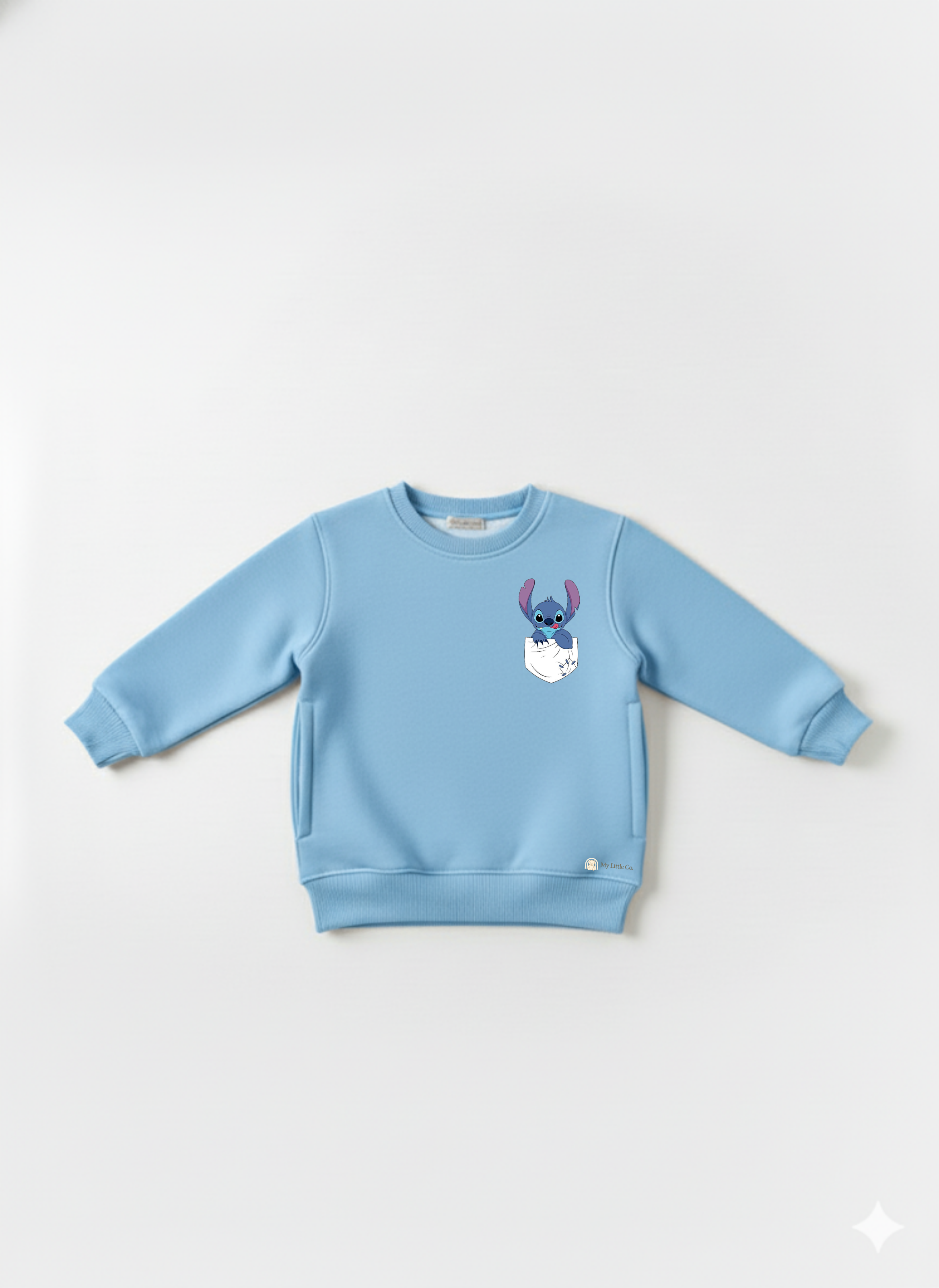 Sky blue Baby Crew Neck Sweatshirt with Stitch Print My Little Co.