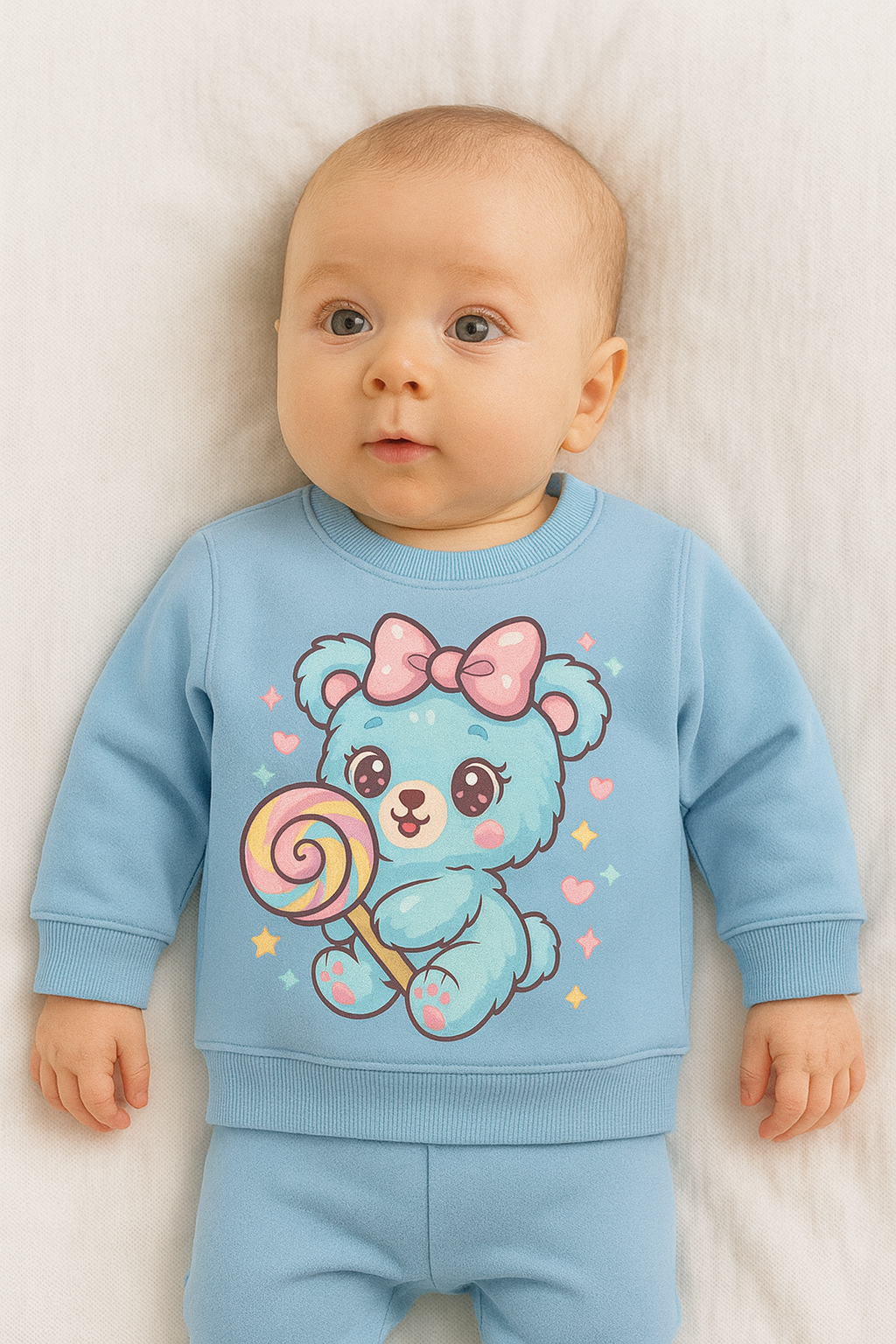 newborn candy bear sweatshirt bio washed soft touch fleece