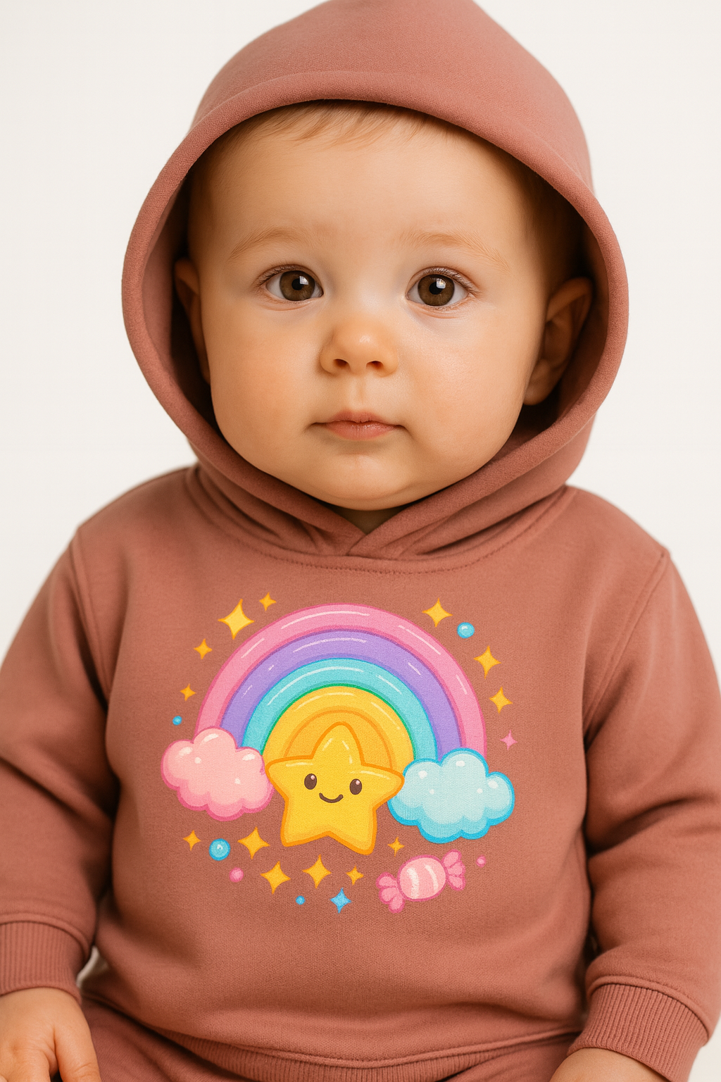 newborn hoodie 0–12 months bio washed cotton fleece peach pastel