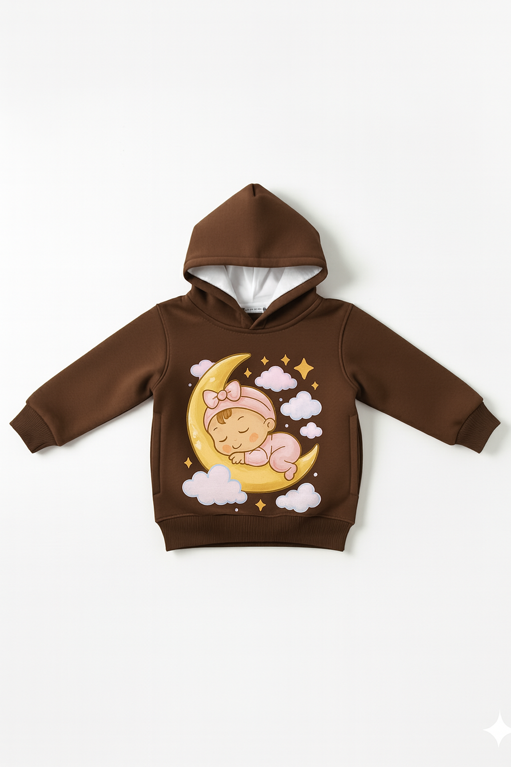 newborn hoodie 0–12 months cotton fleece coffee color