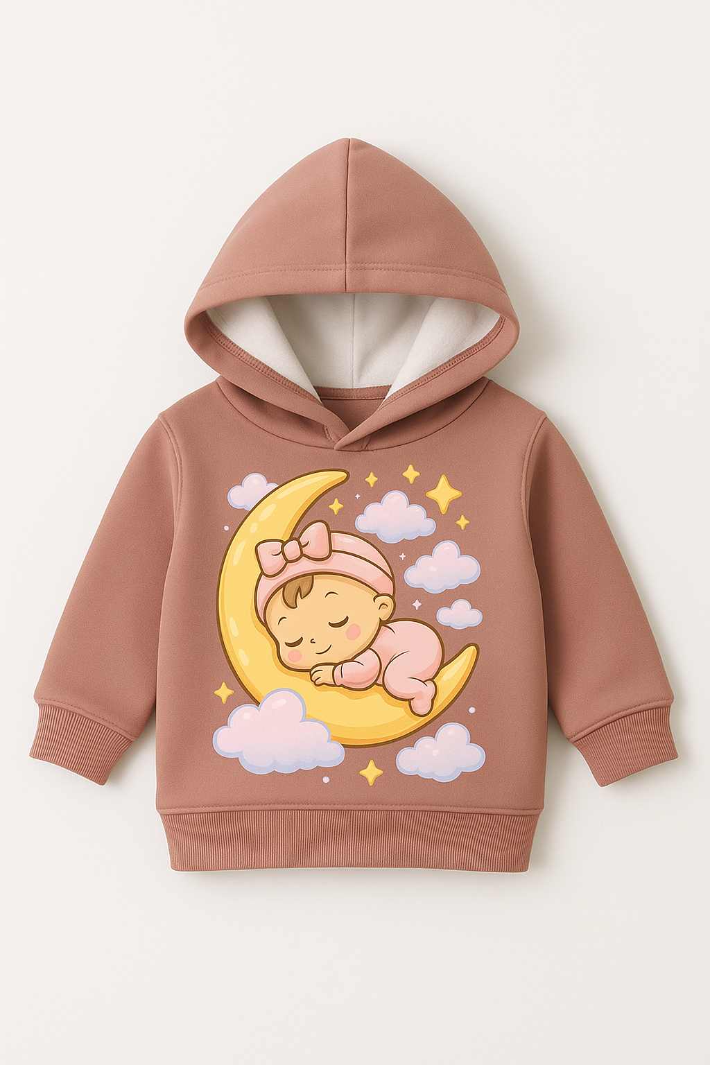 newborn hoodie 0–12 months soft cotton fleece peach