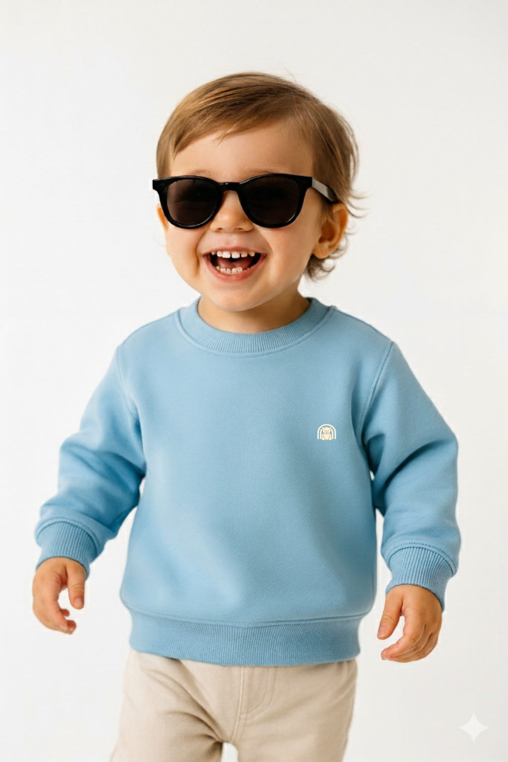 Sky blue Round Neck Sweatshirt with Side Pockets – My Little Co. My Little Co.