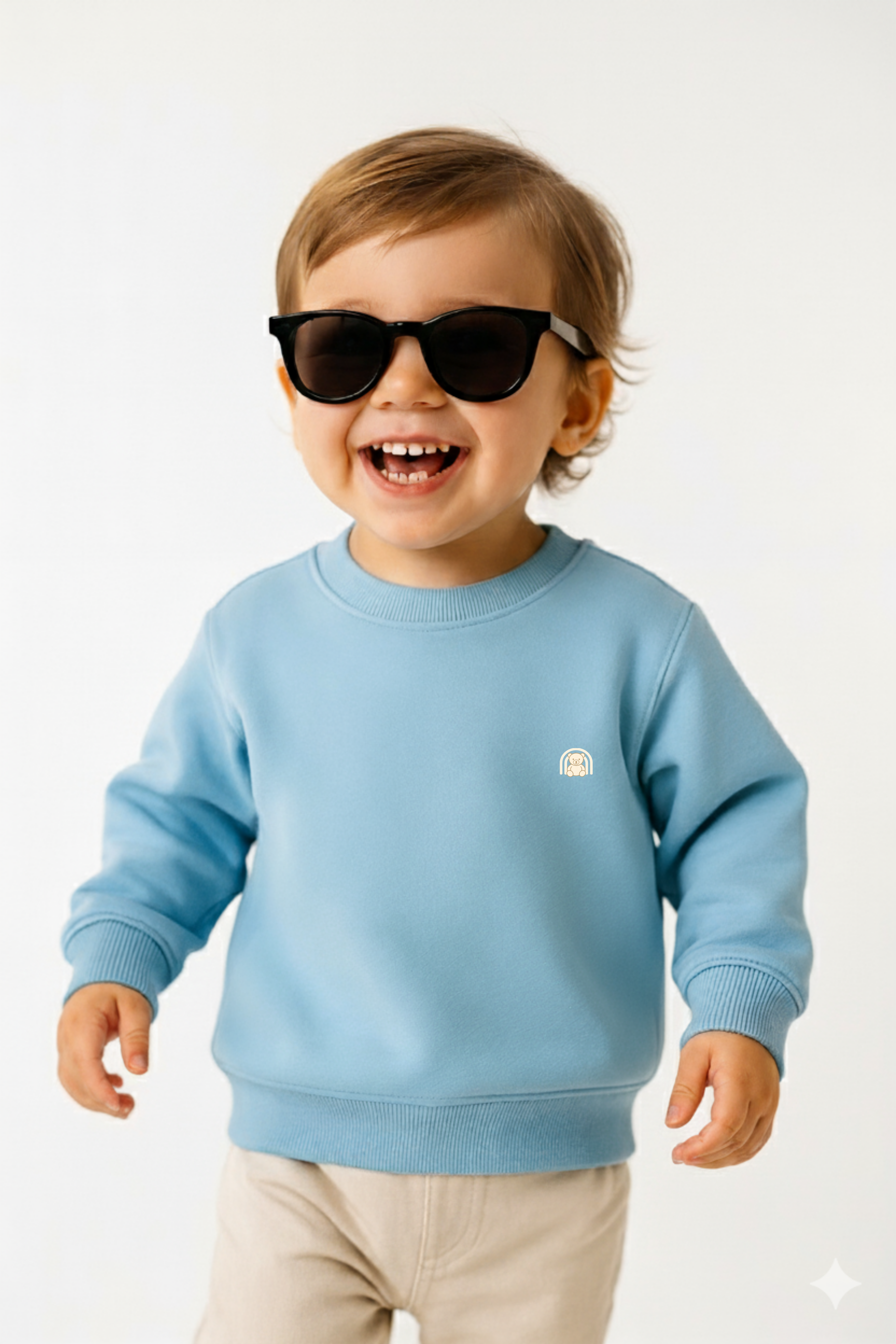 Sky blue Round Neck Sweatshirt with Side Pockets – My Little Co. My Little Co.